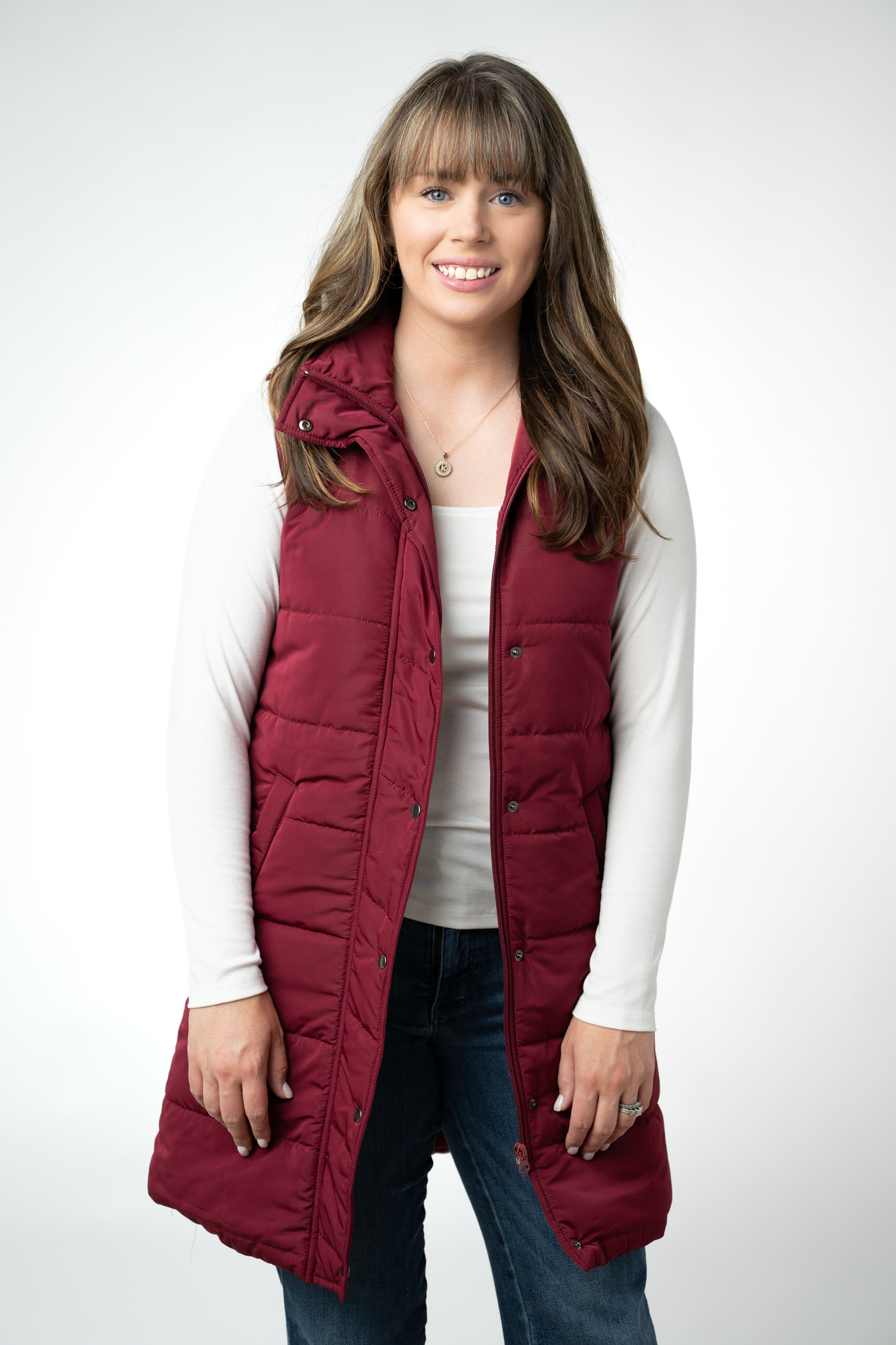 IN STOCK Harlow Long Vest - Burgundy