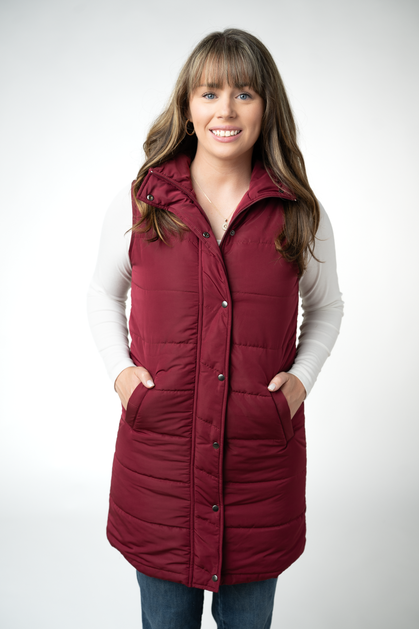 IN STOCK Harlow Long Vest - Burgundy