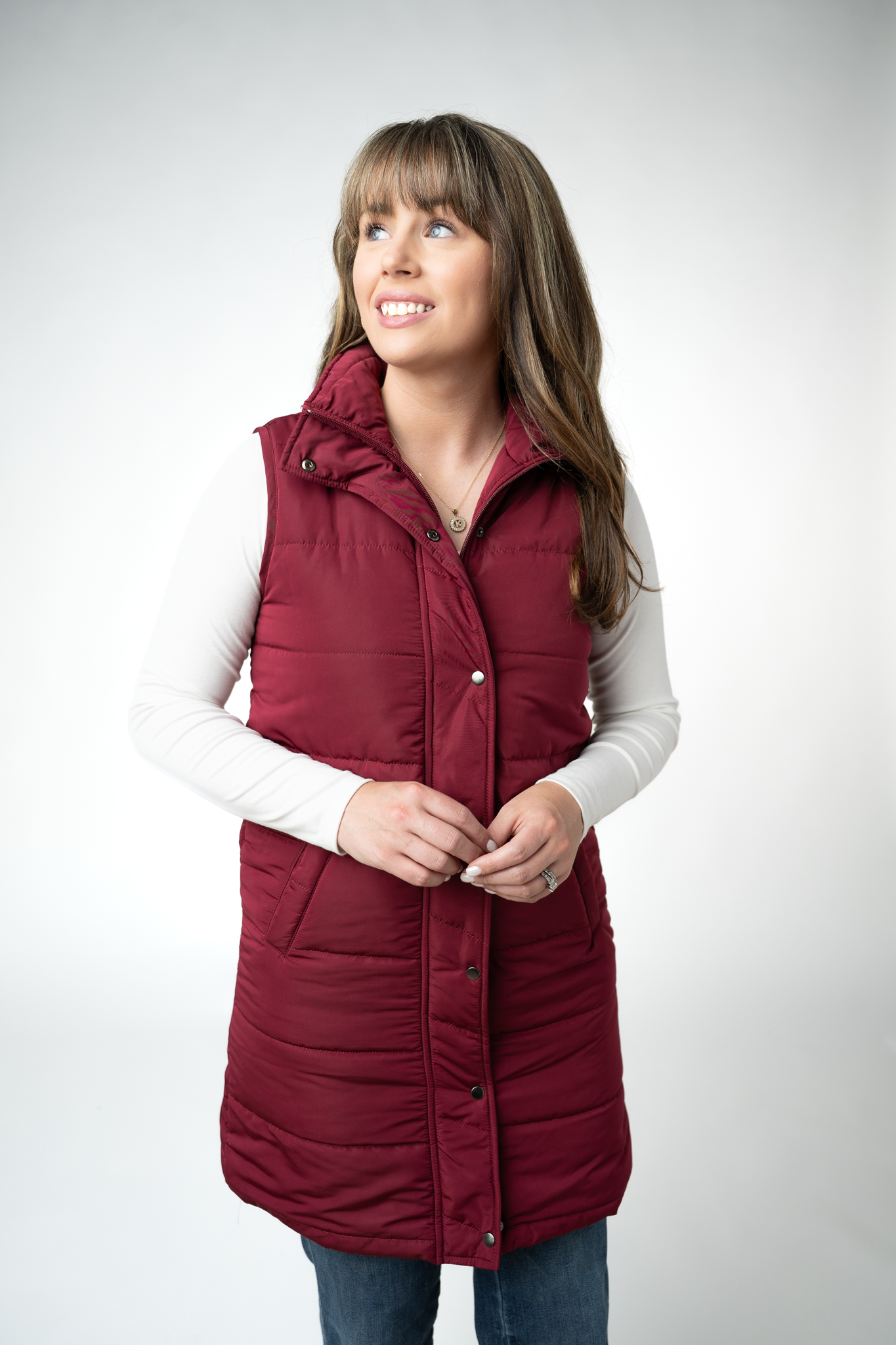 IN STOCK Harlow Long Vest - Burgundy