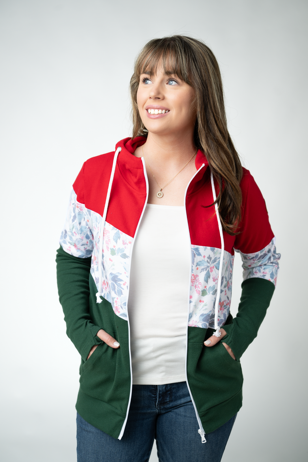 IN STOCK Colorblock Fullzip - Red, Winter Berry, Evergreen