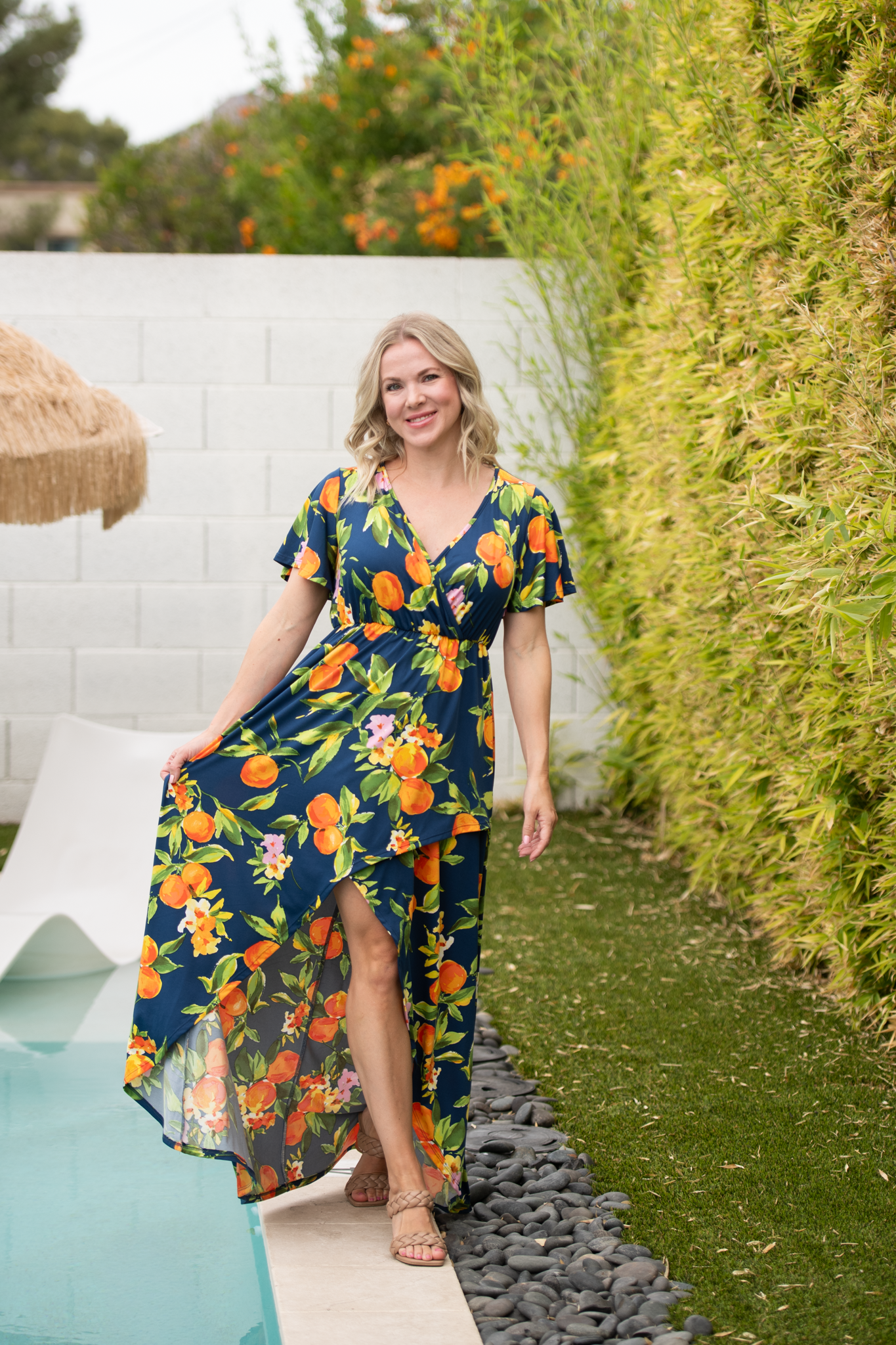 IN STOCK Harley High-Low Dress - Navy Citrus