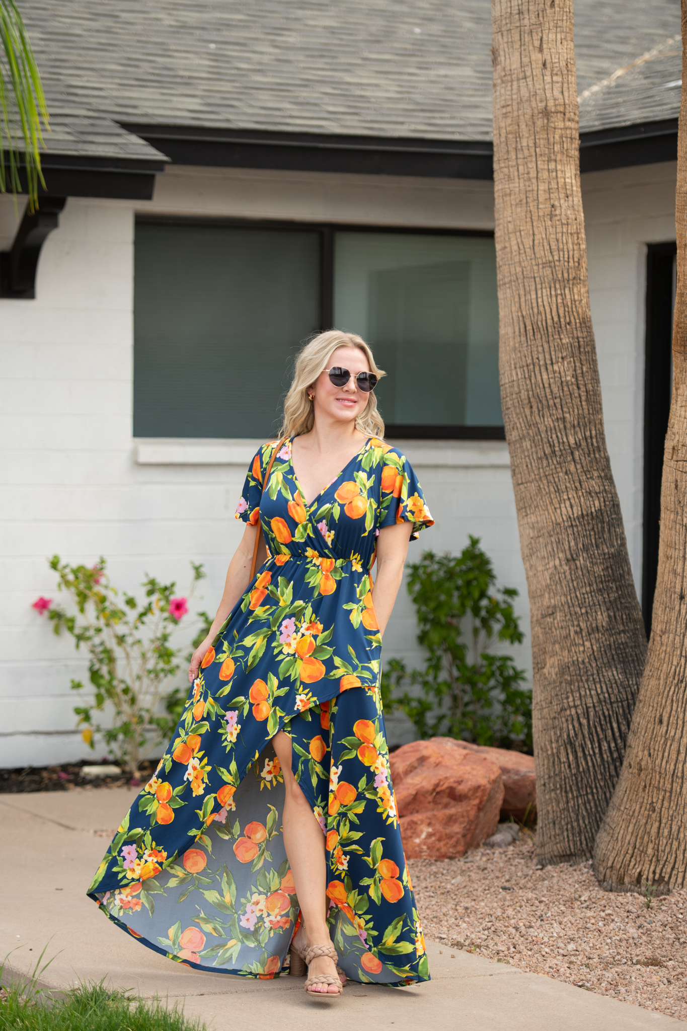 IN STOCK Harley High-Low Dress - Navy Citrus