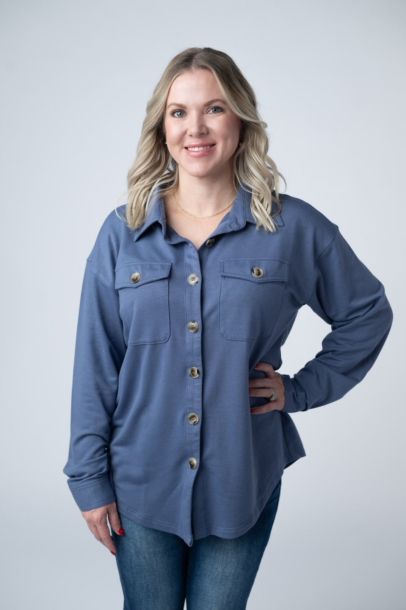 IN STOCK Brenna Button Down Top - Denim