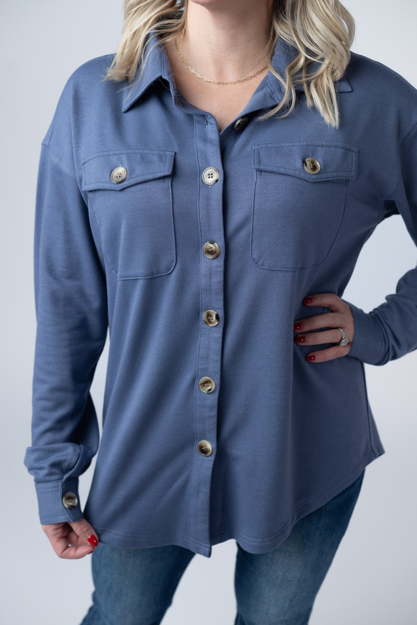 IN STOCK Brenna Button Down Top - Denim
