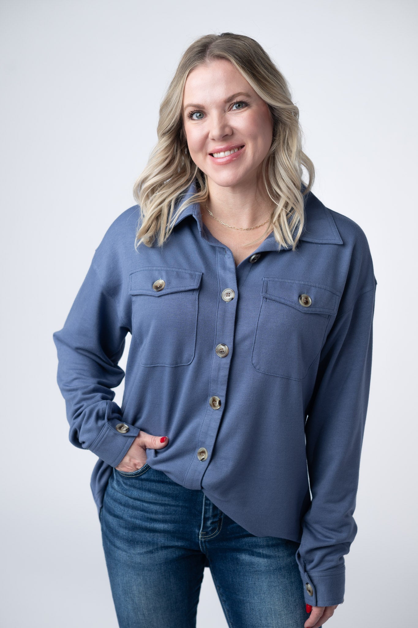 IN STOCK Brenna Button Down Top - Denim