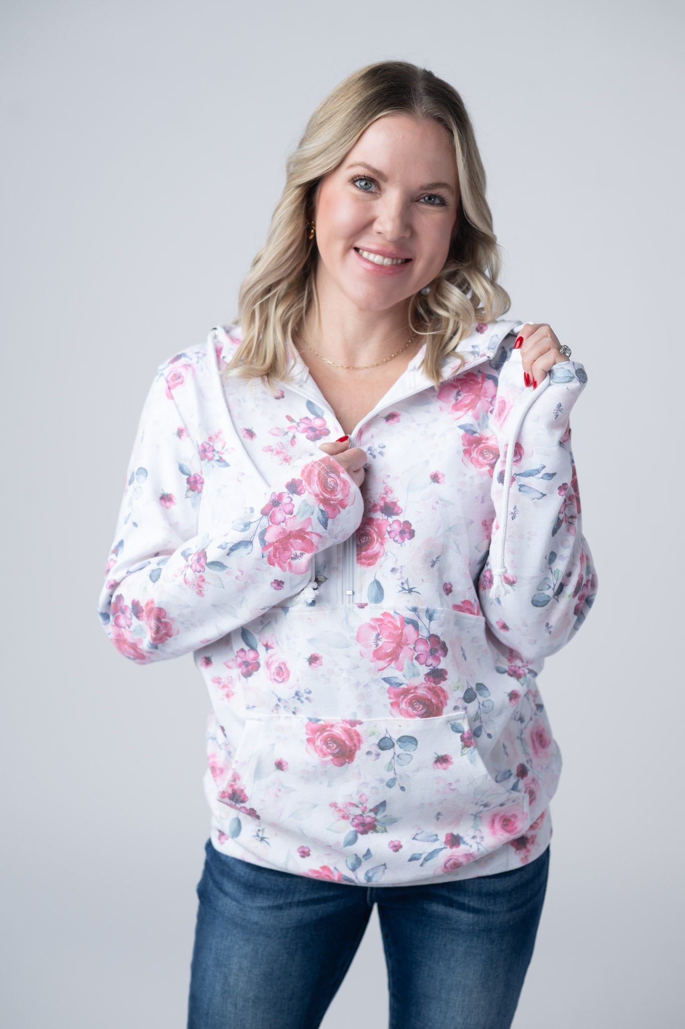 IN STOCK HalfZip Hoodie - Pink Bloom