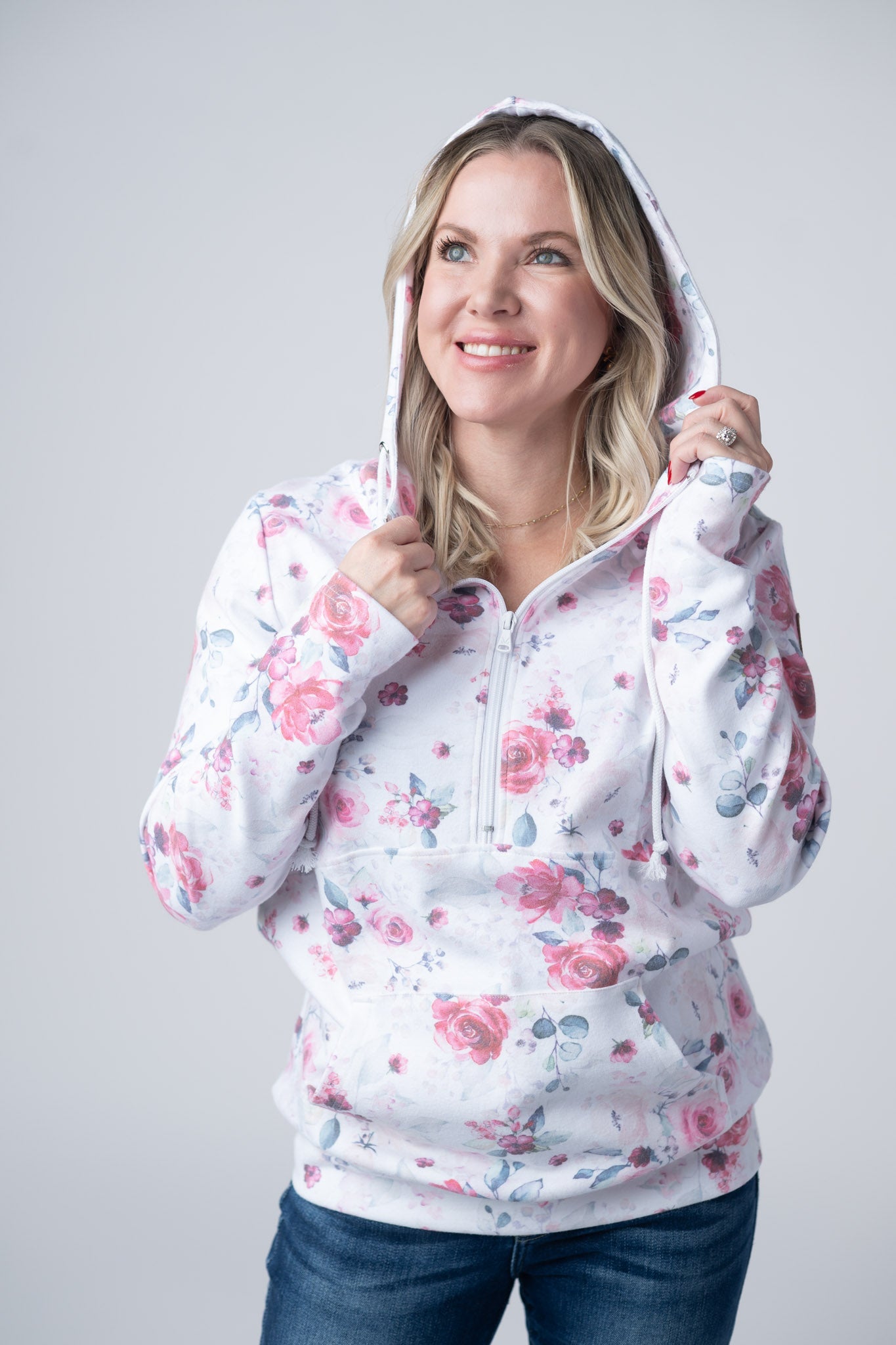 IN STOCK HalfZip Hoodie - Pink Bloom