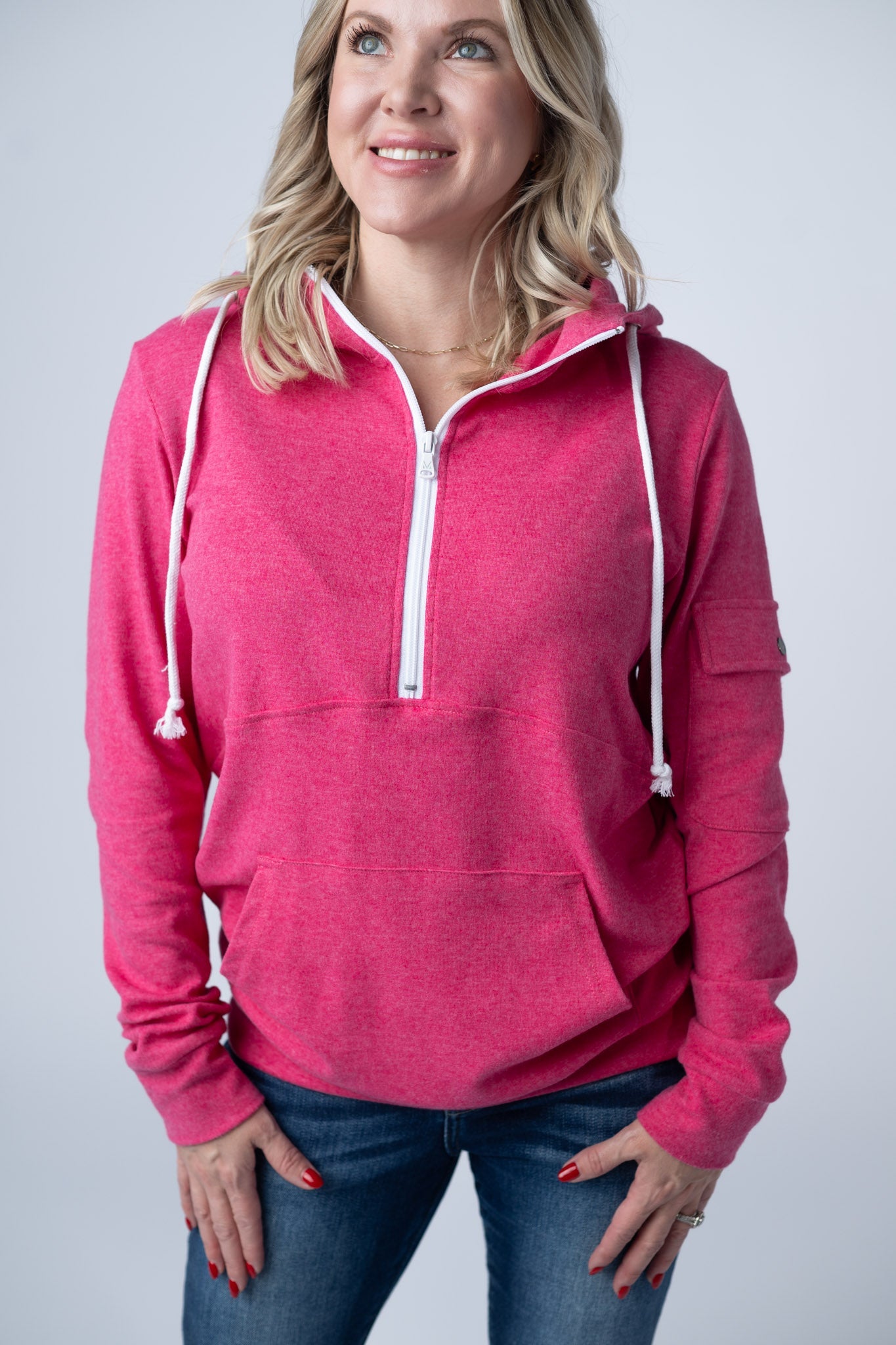 IN STOCK Pixie Pocket Halfzip Hoodie - Hot Pink