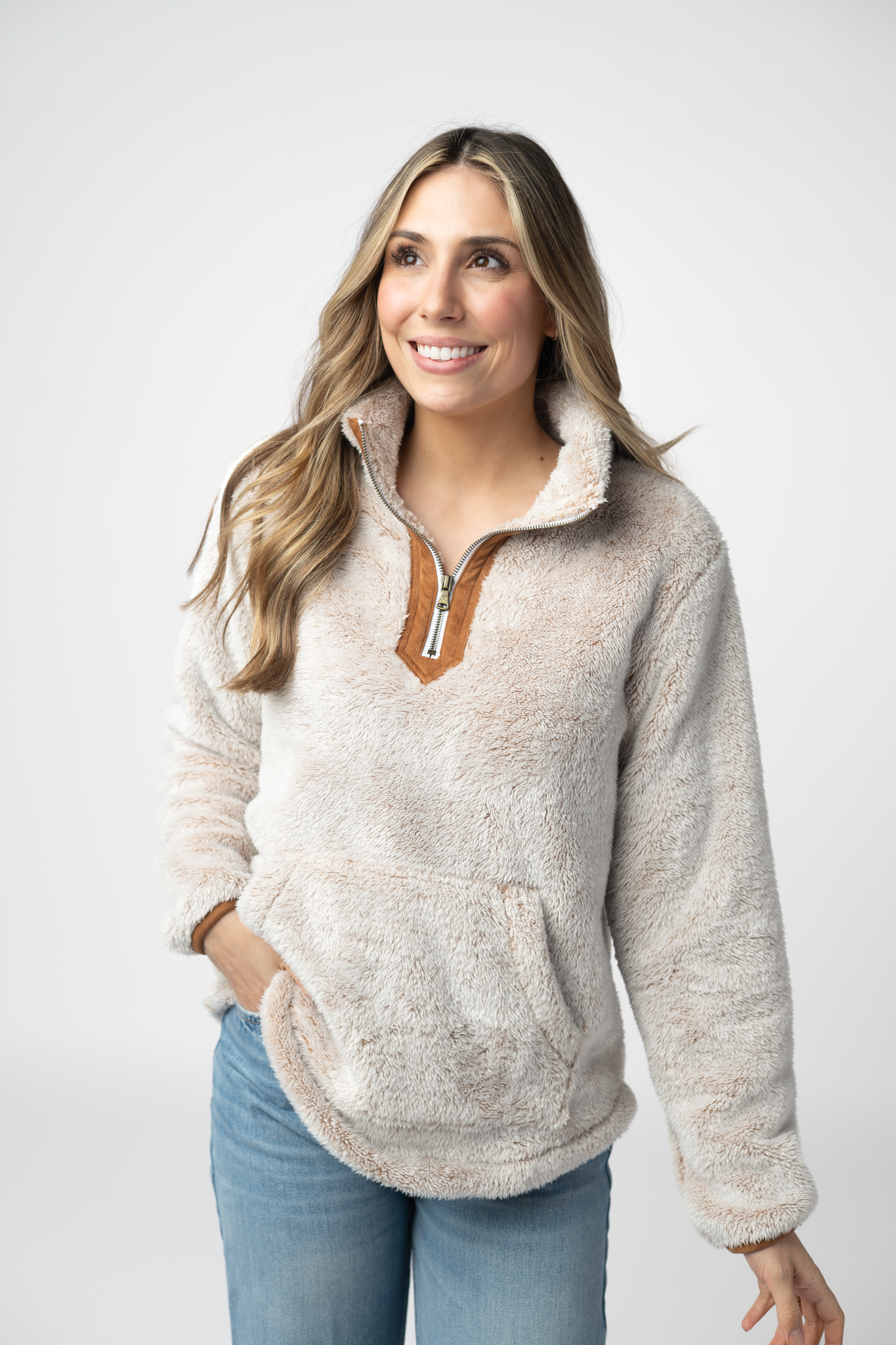 IN STOCK Ryan 1/4 Zip Sherpa - Camel
