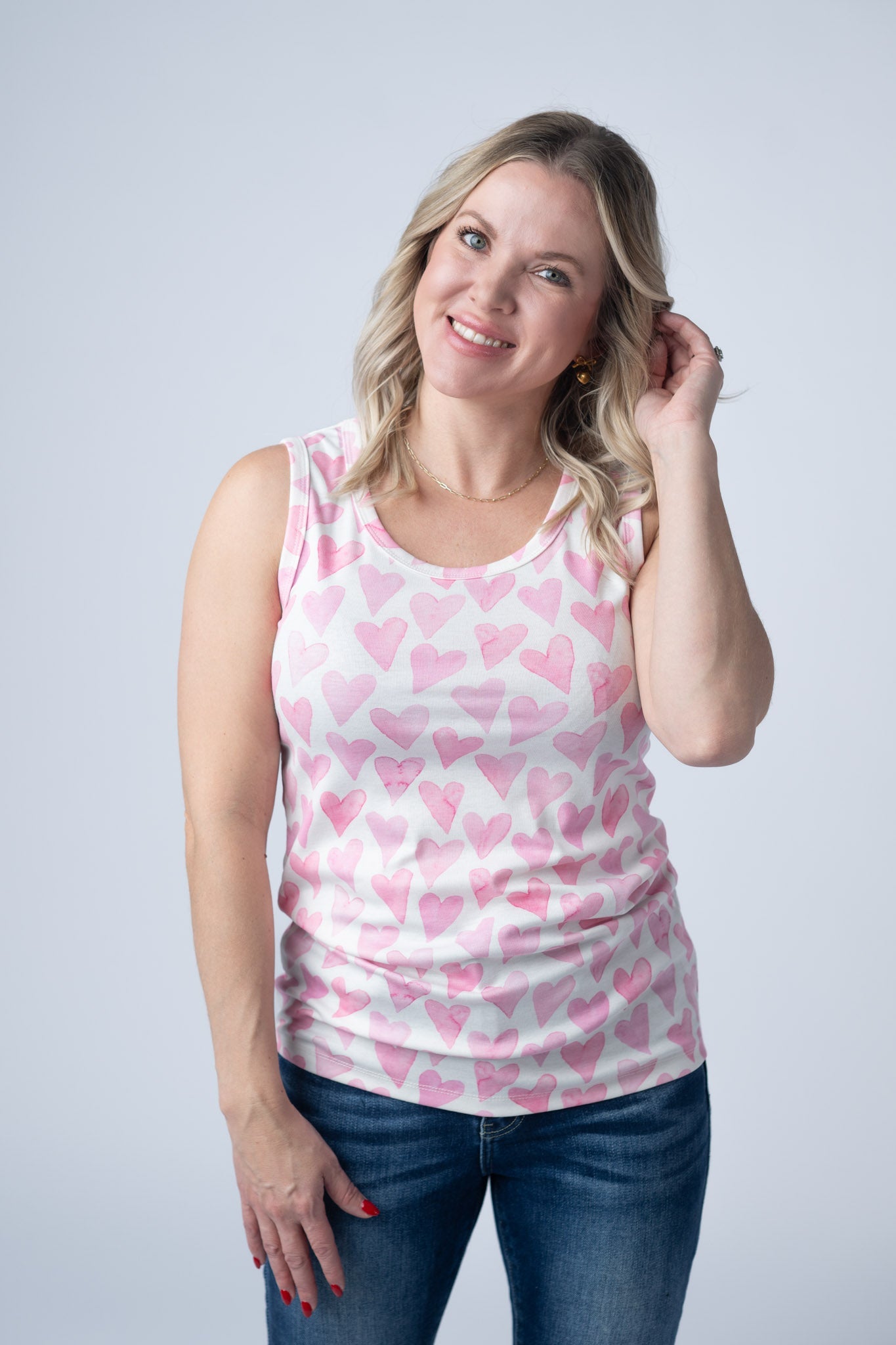 IN STOCK Ava Tank - Blushing Pink Hearts