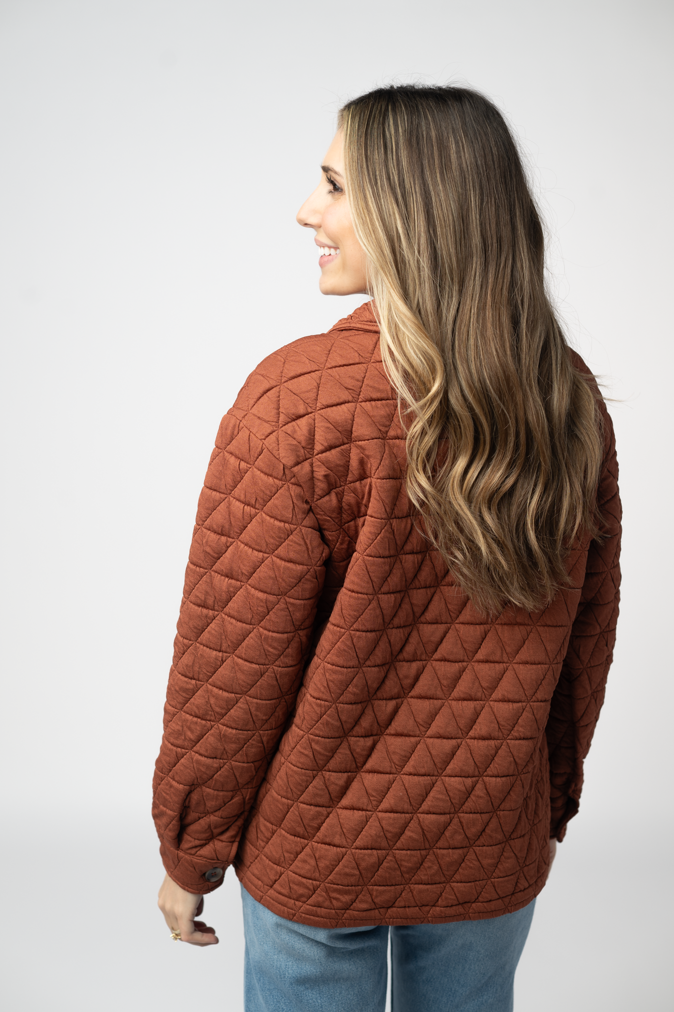 IN STOCK Geometric Button Down Jacket - Rust