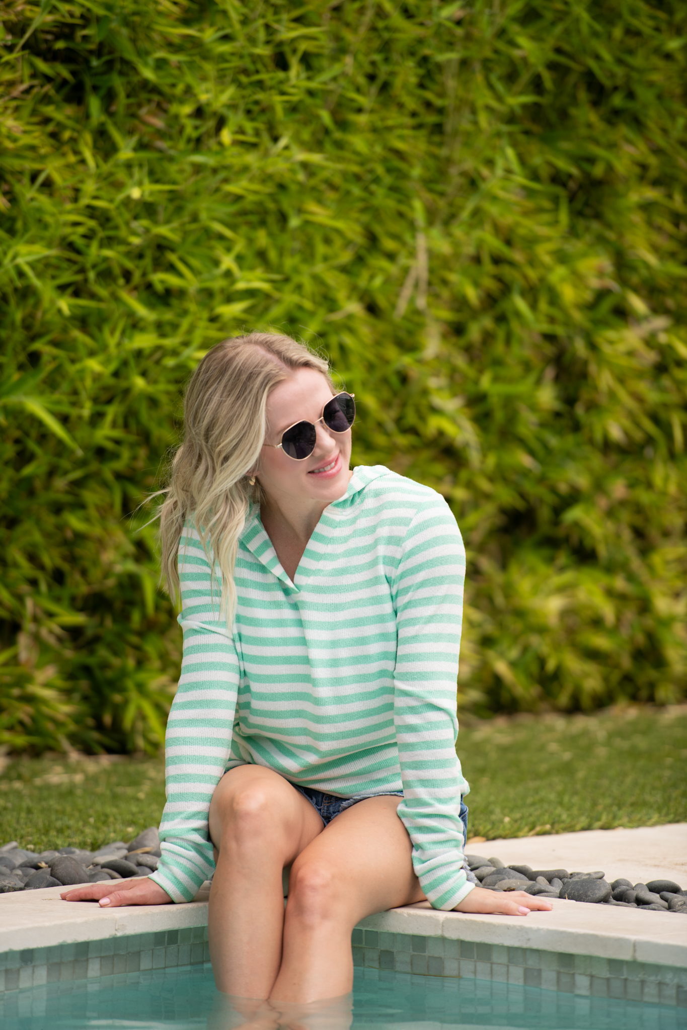 IN STOCK Amelia Striped Hoodie - Green