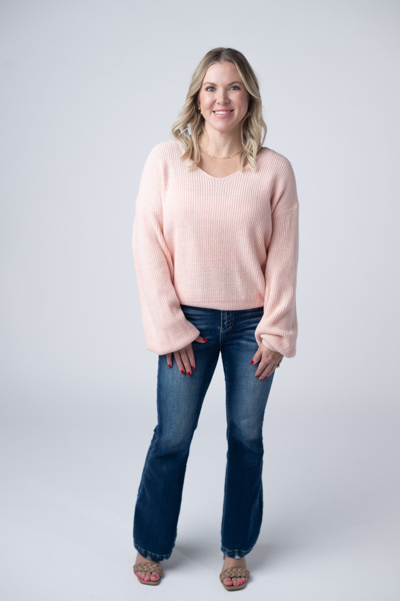 IN STOCK Bethany Bow Knit Sweater - Light Pink