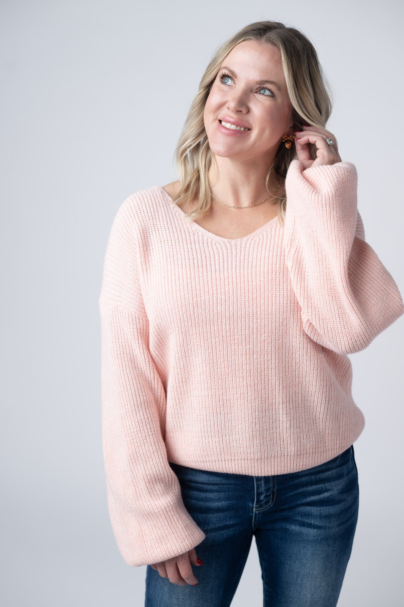 IN STOCK Bethany Bow Knit Sweater - Light Pink