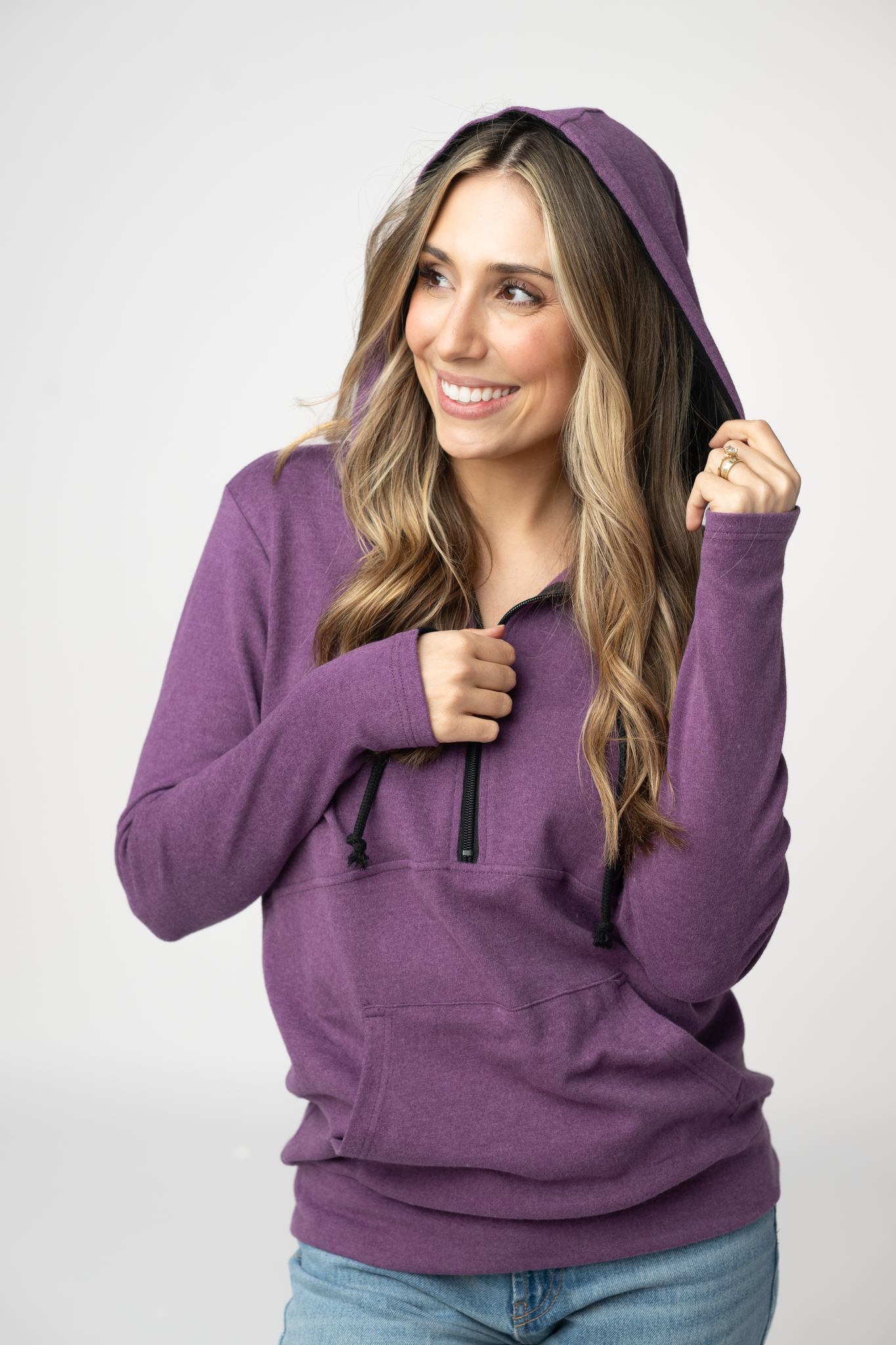IN STOCK Classic HalfZip Hoodie - Black and Purple