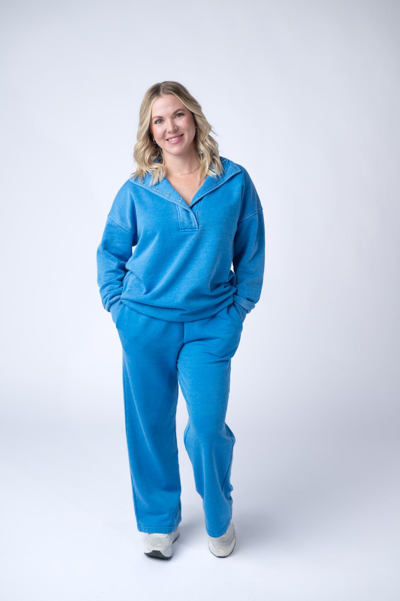 IN STOCK Wide Leg Vintage Wash Bottoms - Winter Blue