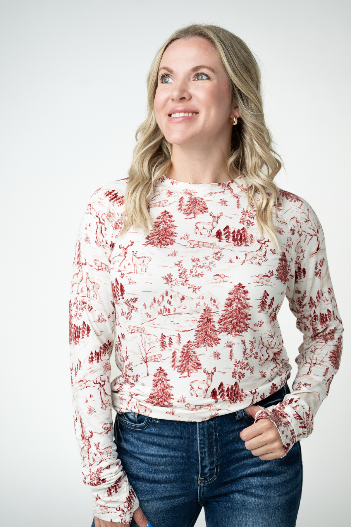 IN STOCK Blair Long Sleeve Top - Cranberry Woodland