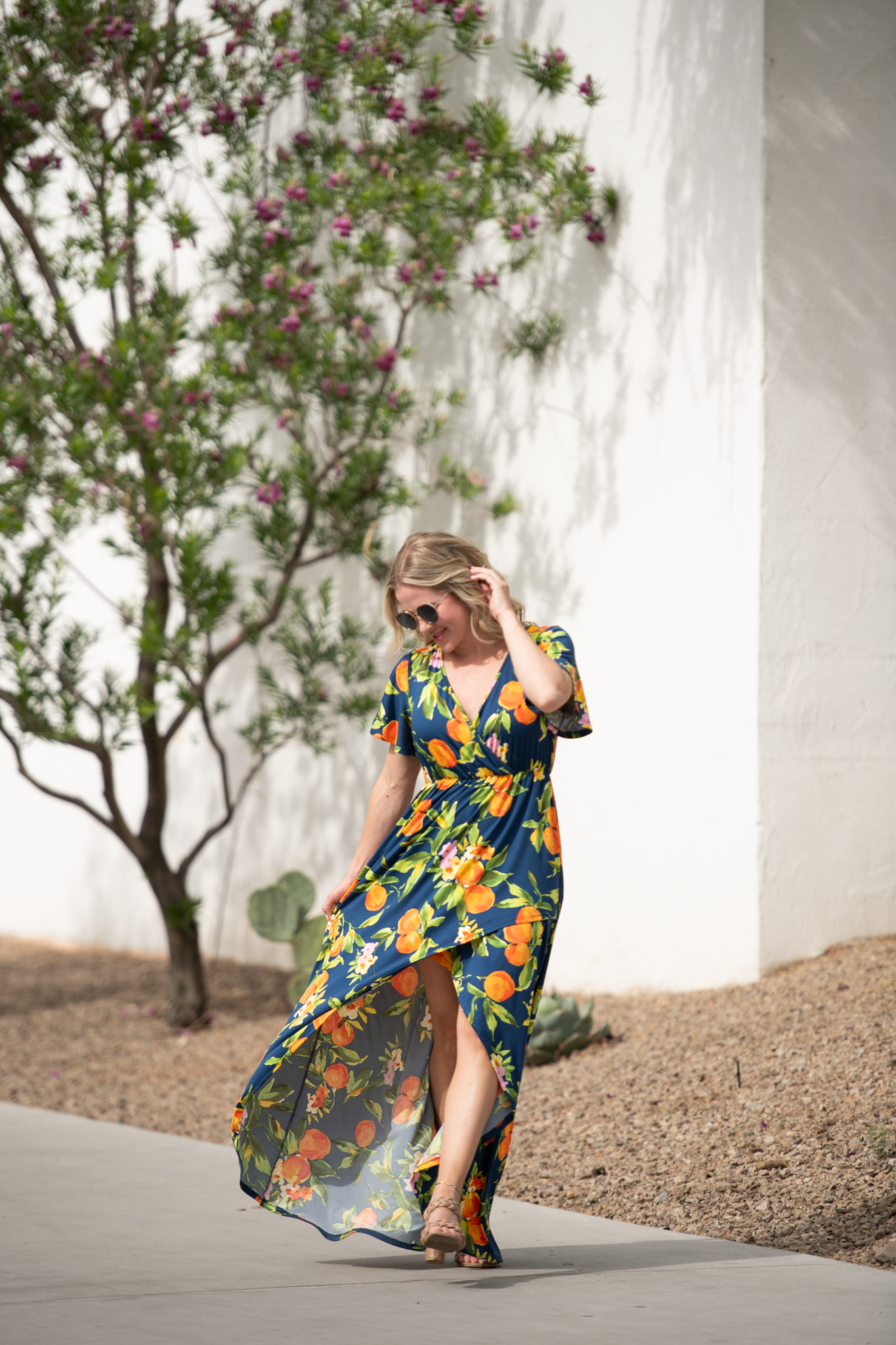 IN STOCK Harley High-Low Dress - Navy Citrus
