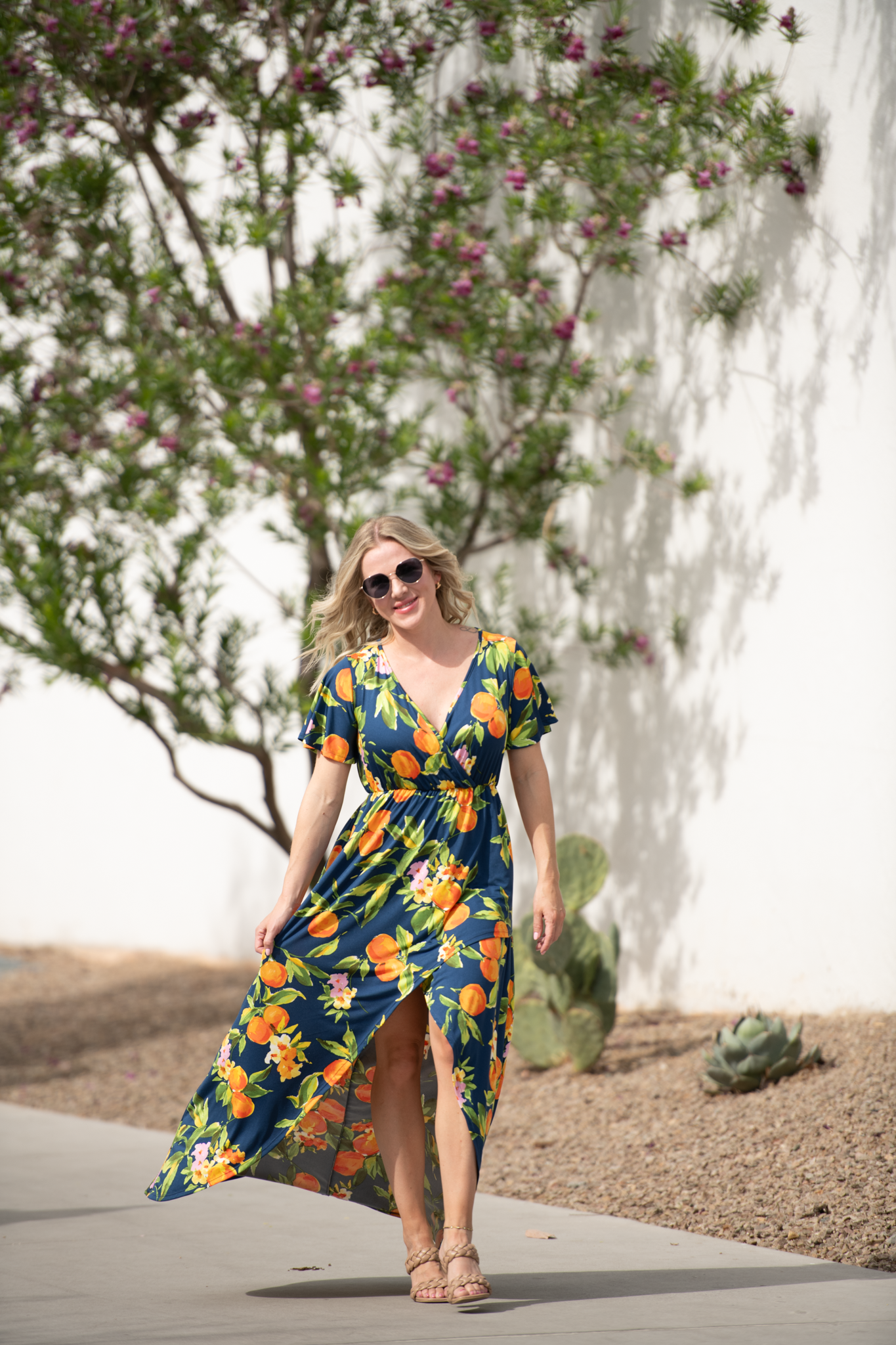 IN STOCK Harley High-Low Dress - Navy Citrus