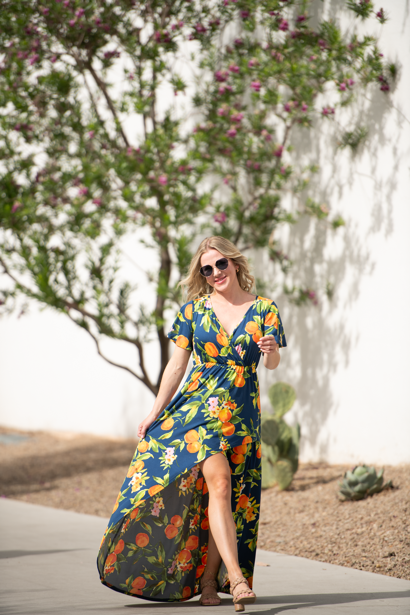 IN STOCK Harley High-Low Dress - Navy Citrus