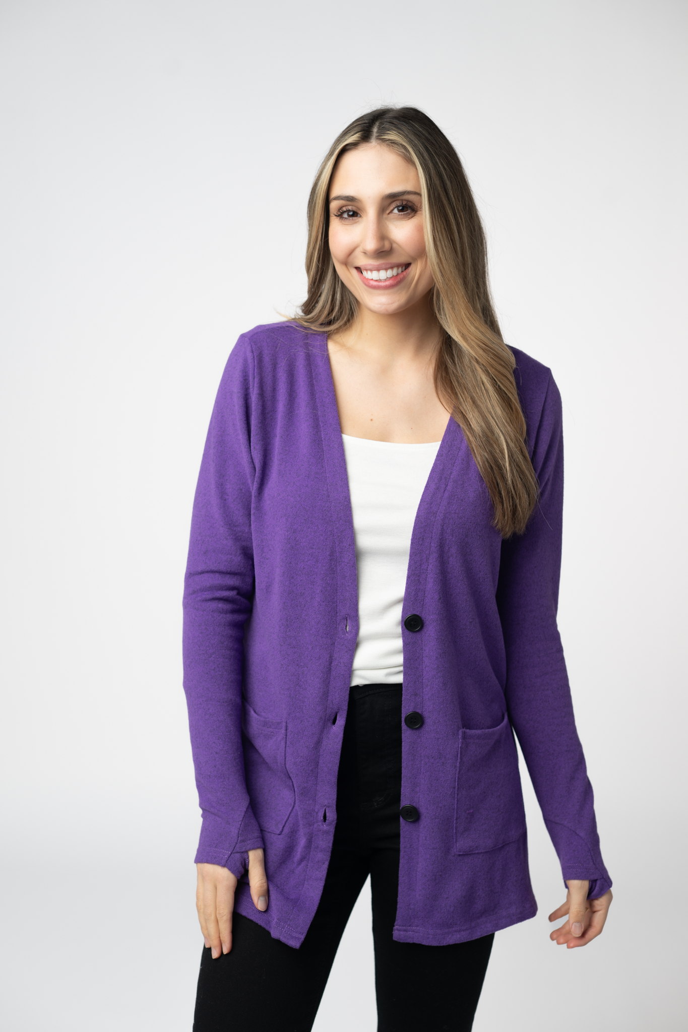 IN STOCK Cori Cardigan - Heathered Purple
