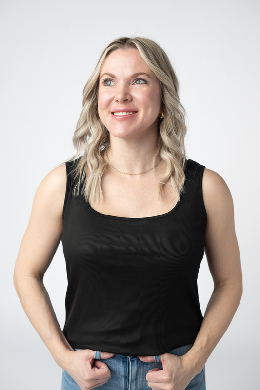 IN STOCK Rachel Ribbed Tank - Black