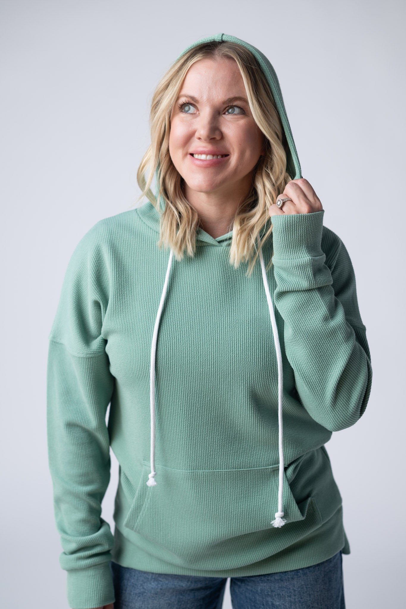 IN STOCK Kacey Ribbed Hoodie - Sage