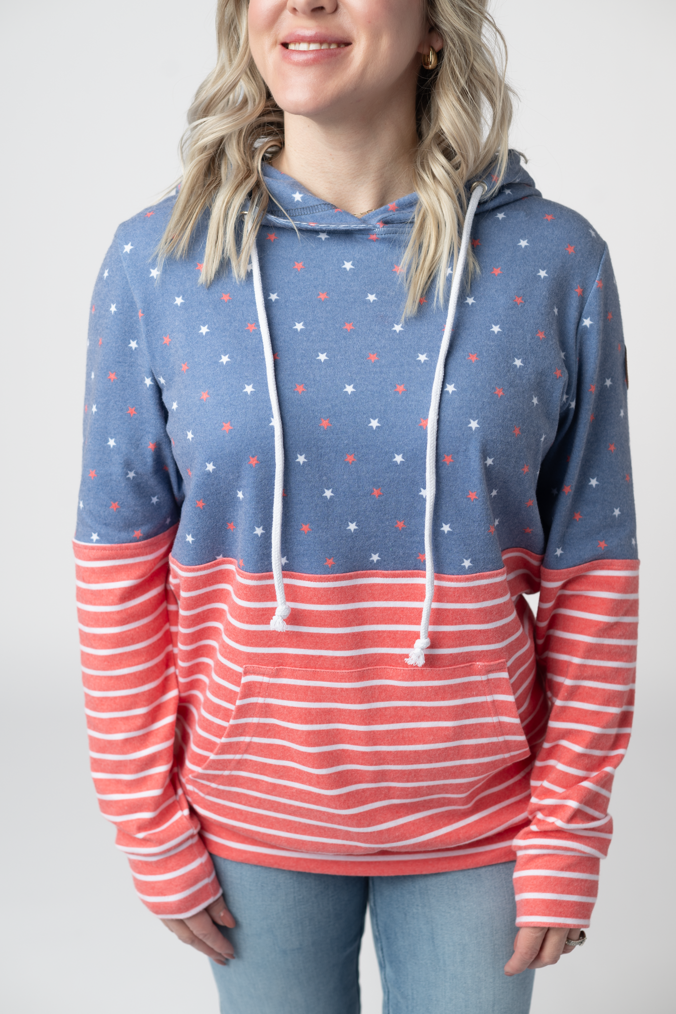 IN STOCK Hailey Pullover Hoodie - Faded Navy Freedom Stars and Stripes