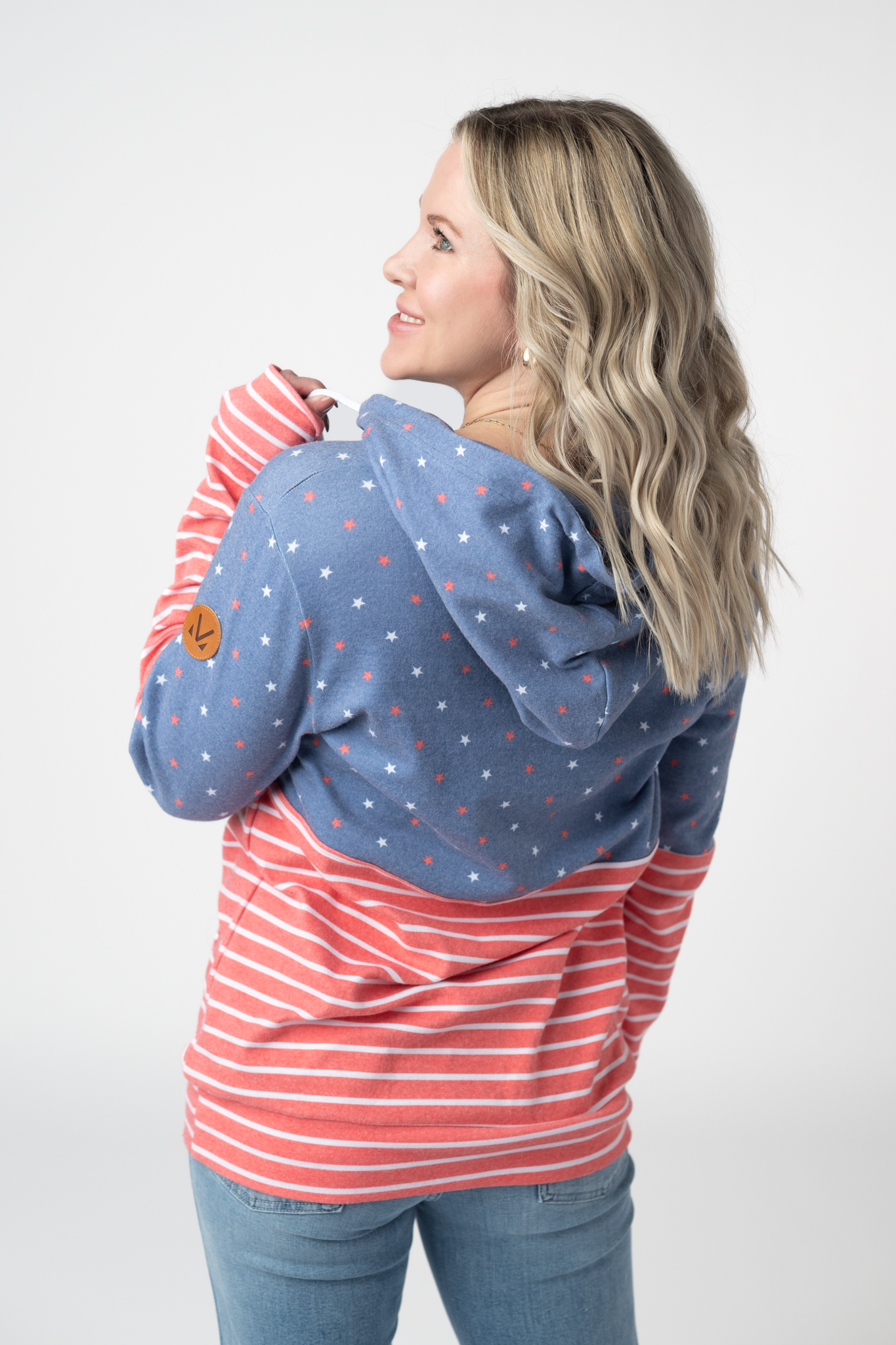 IN STOCK Hailey Pullover Hoodie - Faded Navy Freedom Stars and Stripes