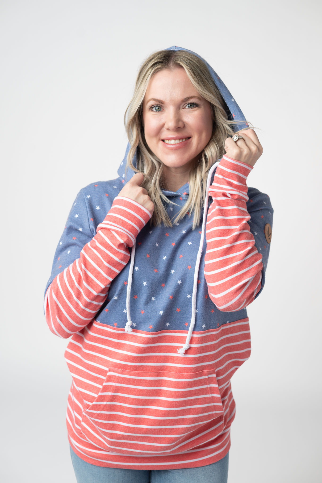 IN STOCK Hailey Pullover Hoodie - Faded Navy Freedom Stars and Stripes
