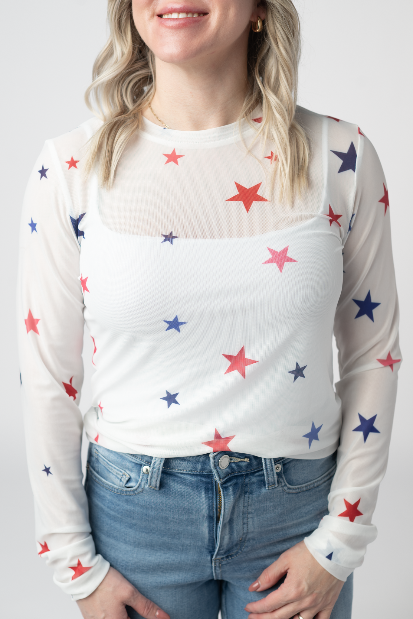 IN STOCK Mesh Long Sleeve Top - Stars