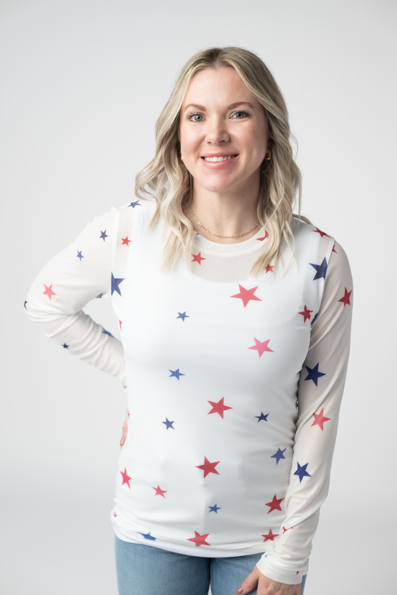 IN STOCK Mesh Long Sleeve Top - Stars