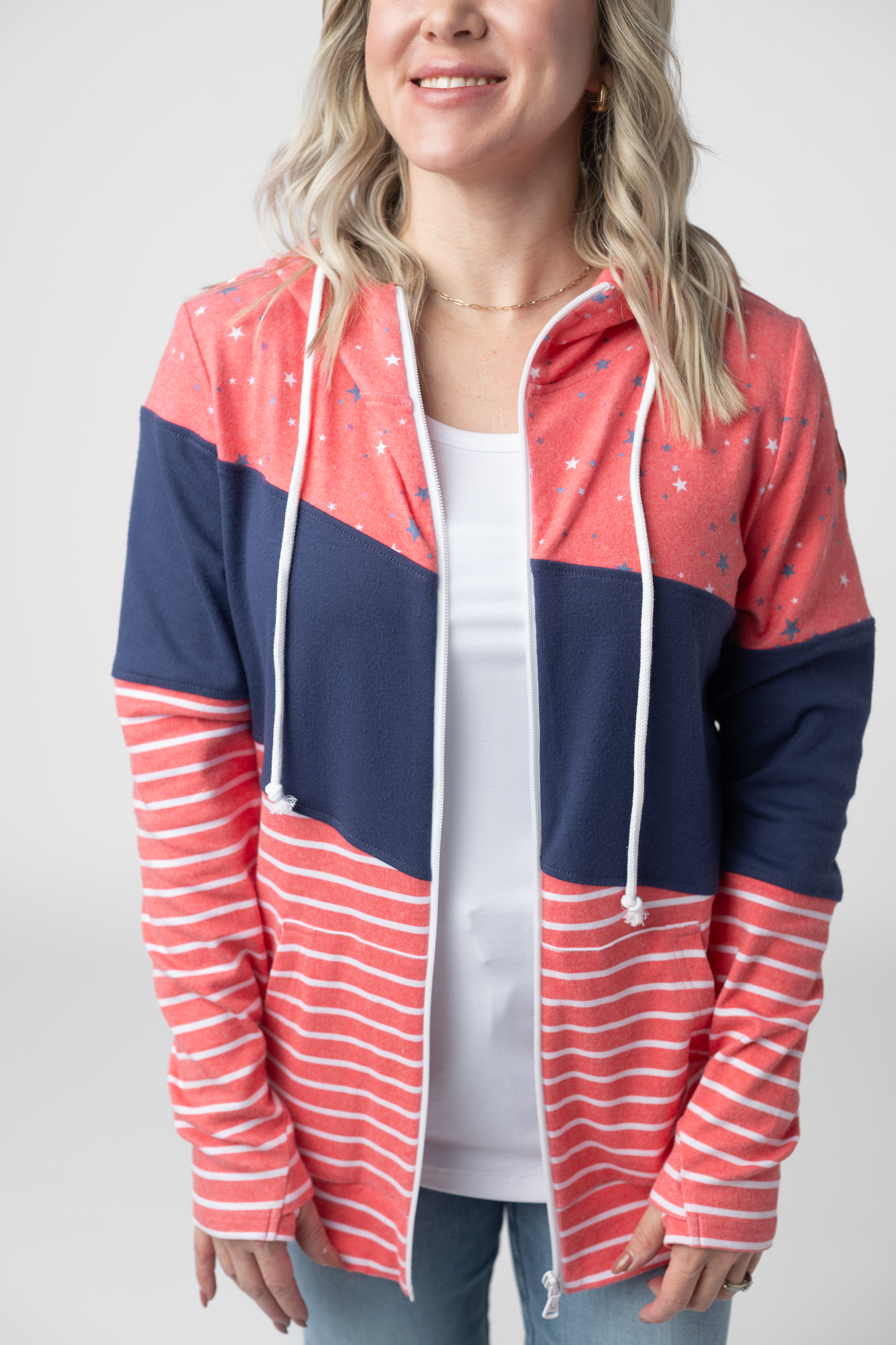 IN STOCK Colorblock Fullzip - Liberty Stars, Navy, and Stripes Trio