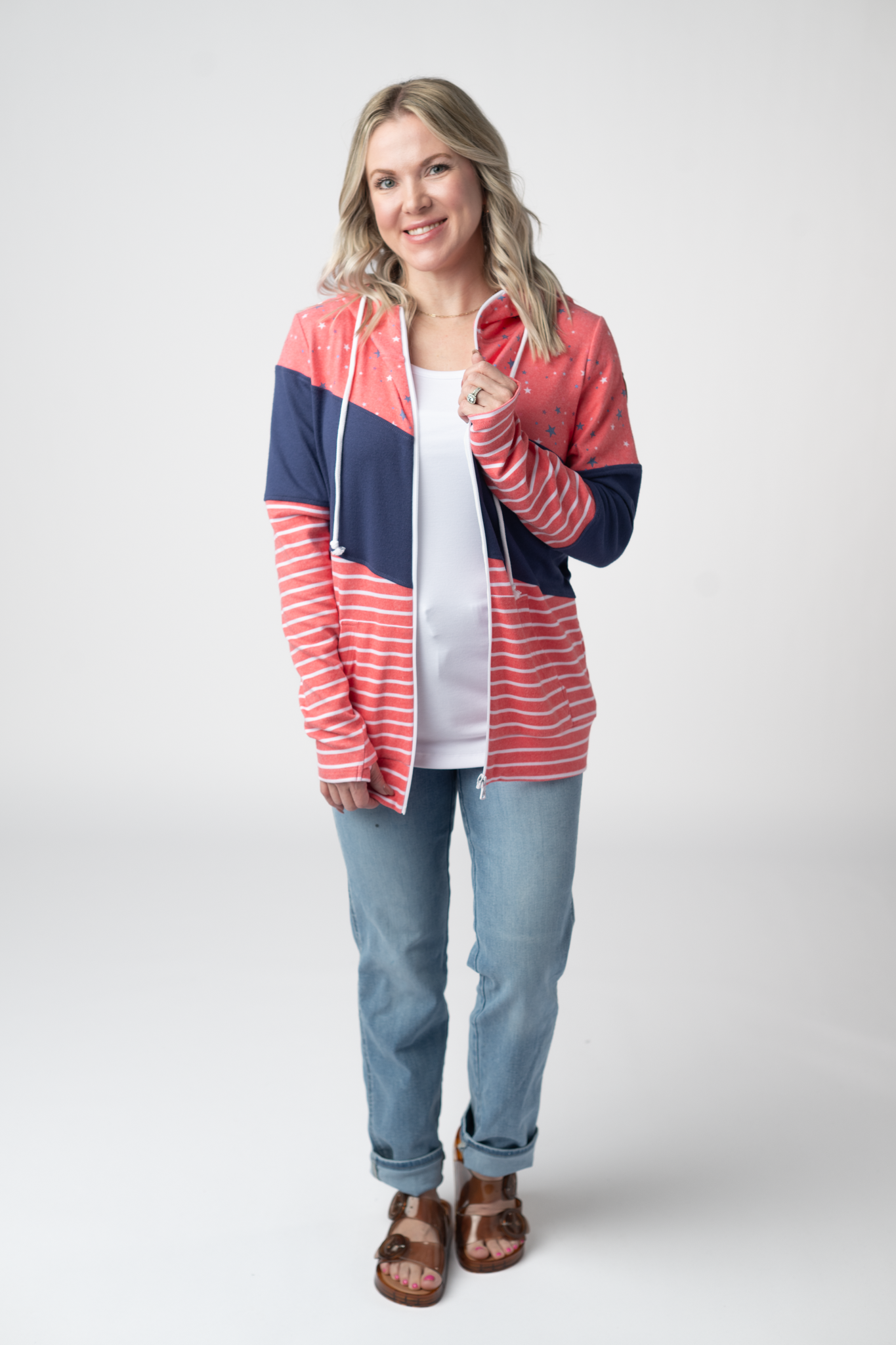 IN STOCK Colorblock Fullzip - Liberty Stars, Navy, and Stripes Trio