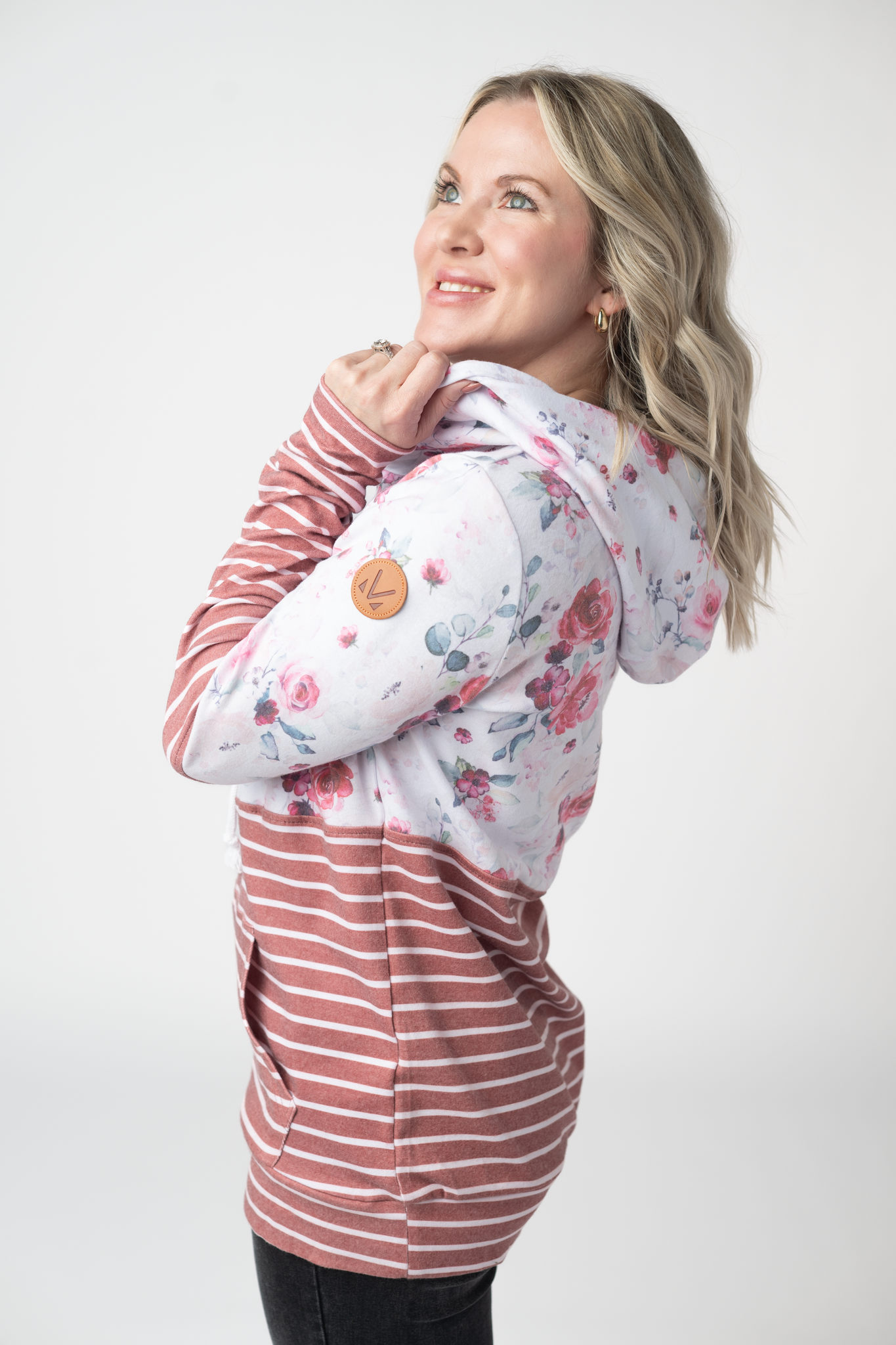 IN STOCK Hailey Pullover Hoodie - Pink Bloom and Stripes