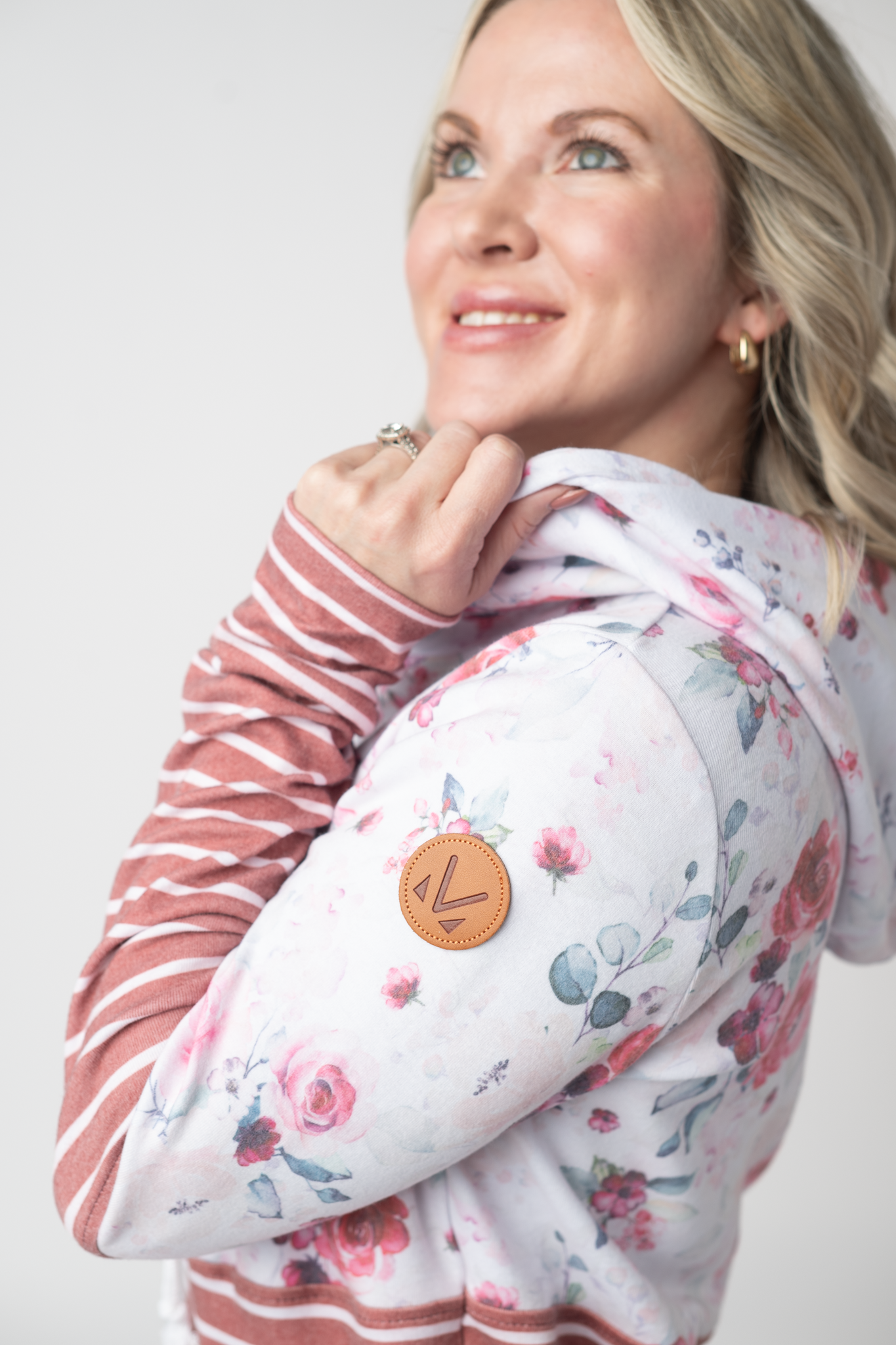IN STOCK Hailey Pullover Hoodie - Pink Bloom and Stripes