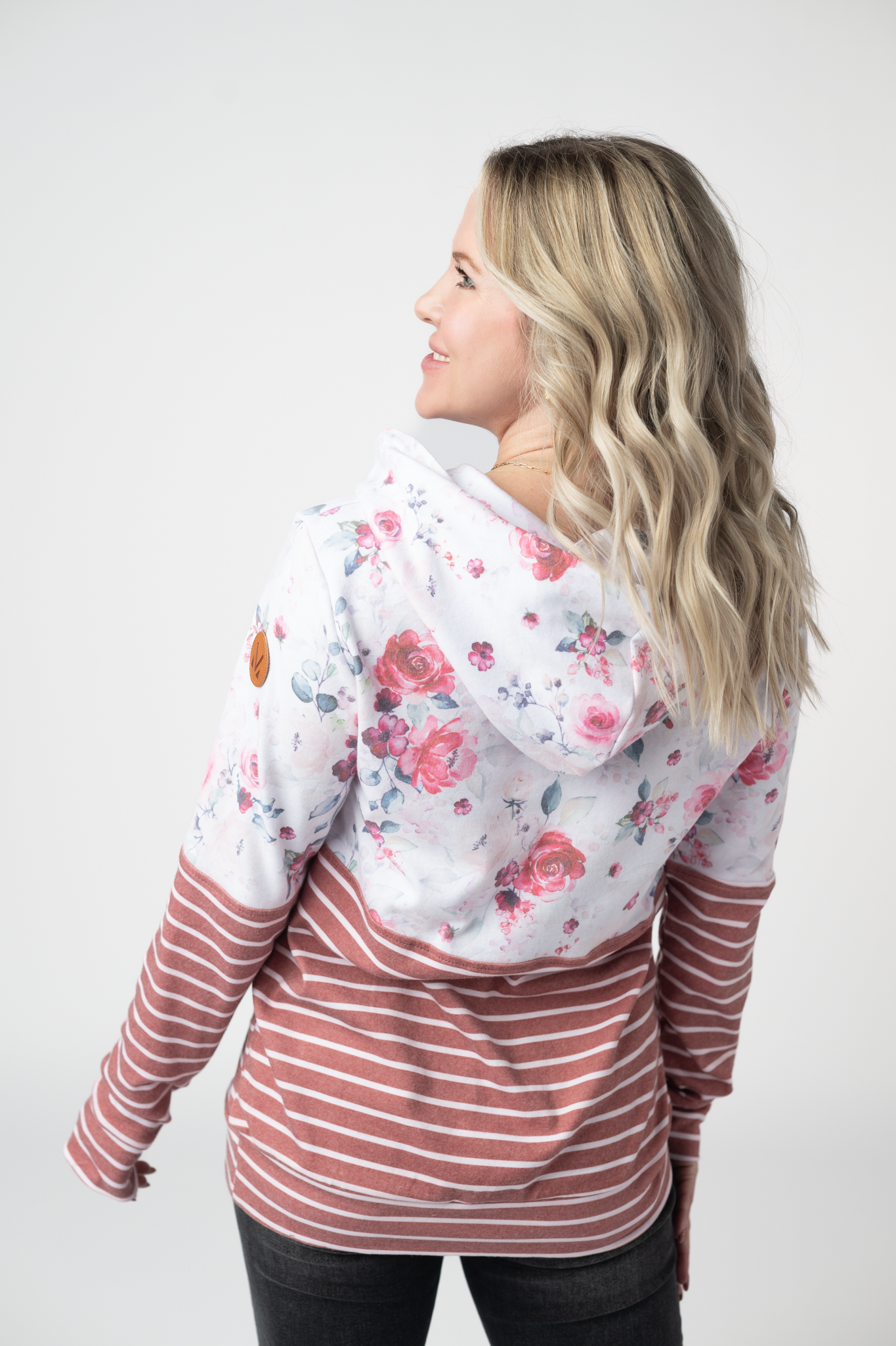 IN STOCK Hailey Pullover Hoodie - Pink Bloom and Stripes