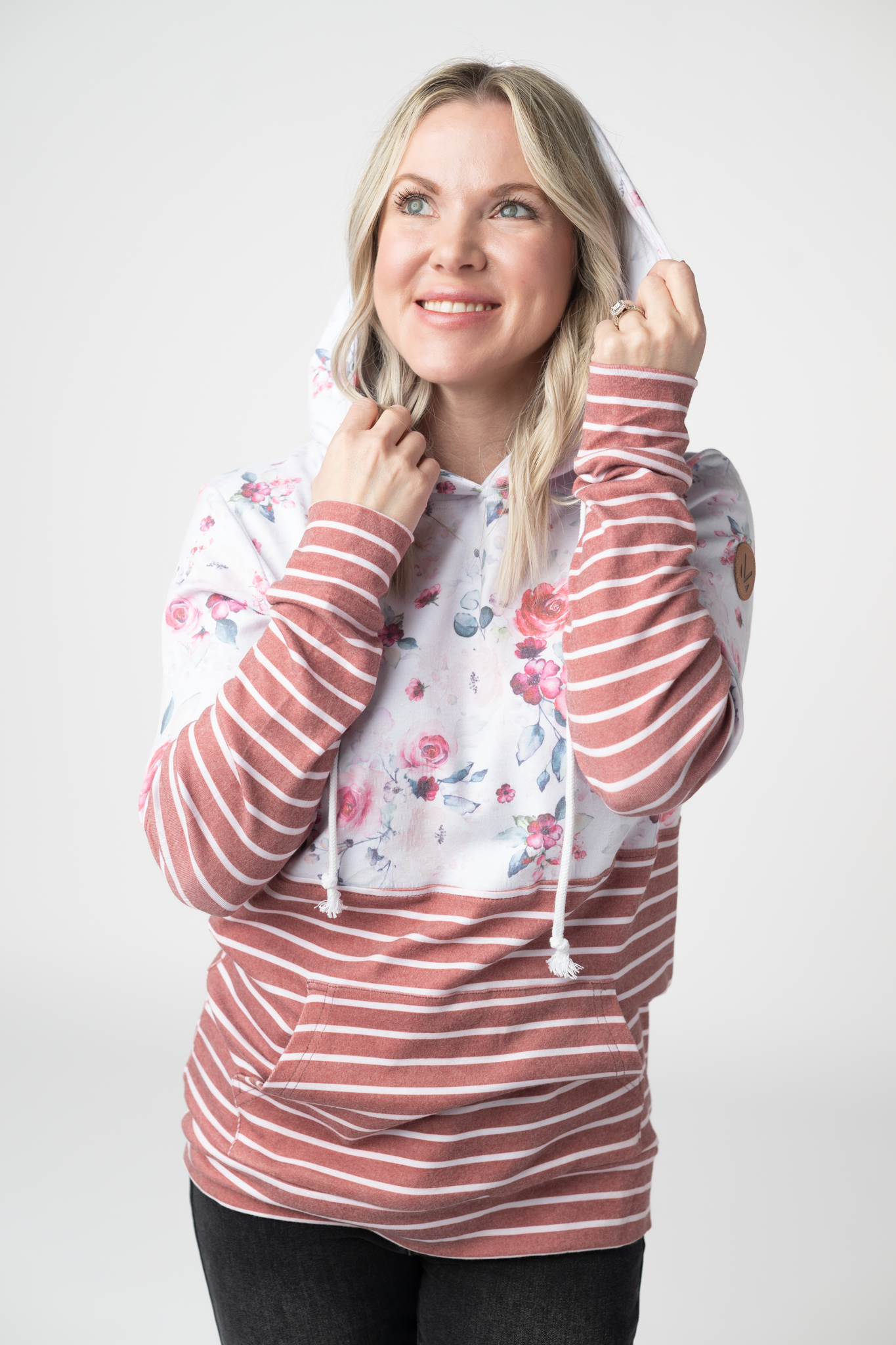 IN STOCK Hailey Pullover Hoodie - Pink Bloom and Stripes