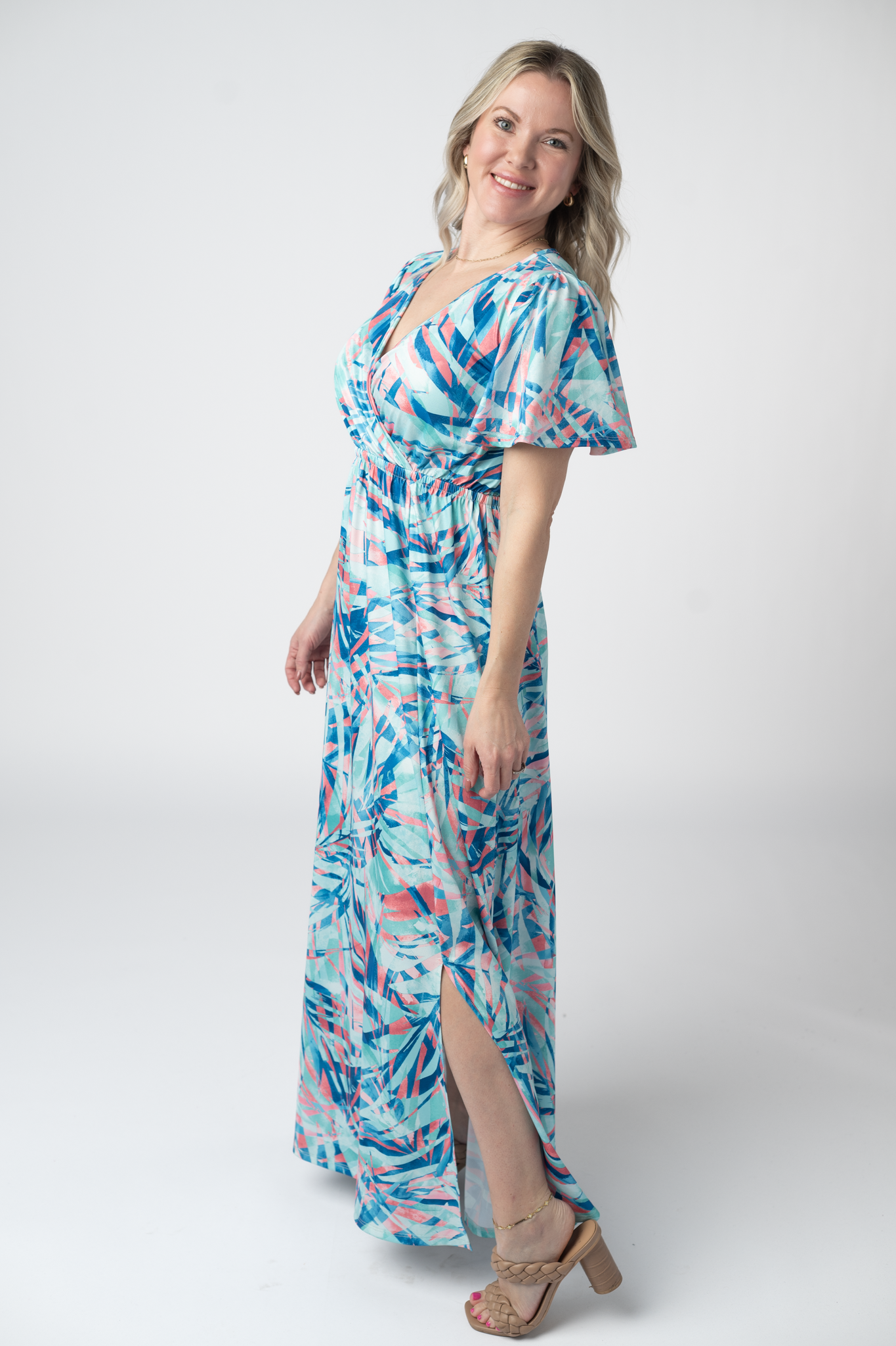 IN STOCK Millie Maxi Dress - Abstract Aqua Breeze