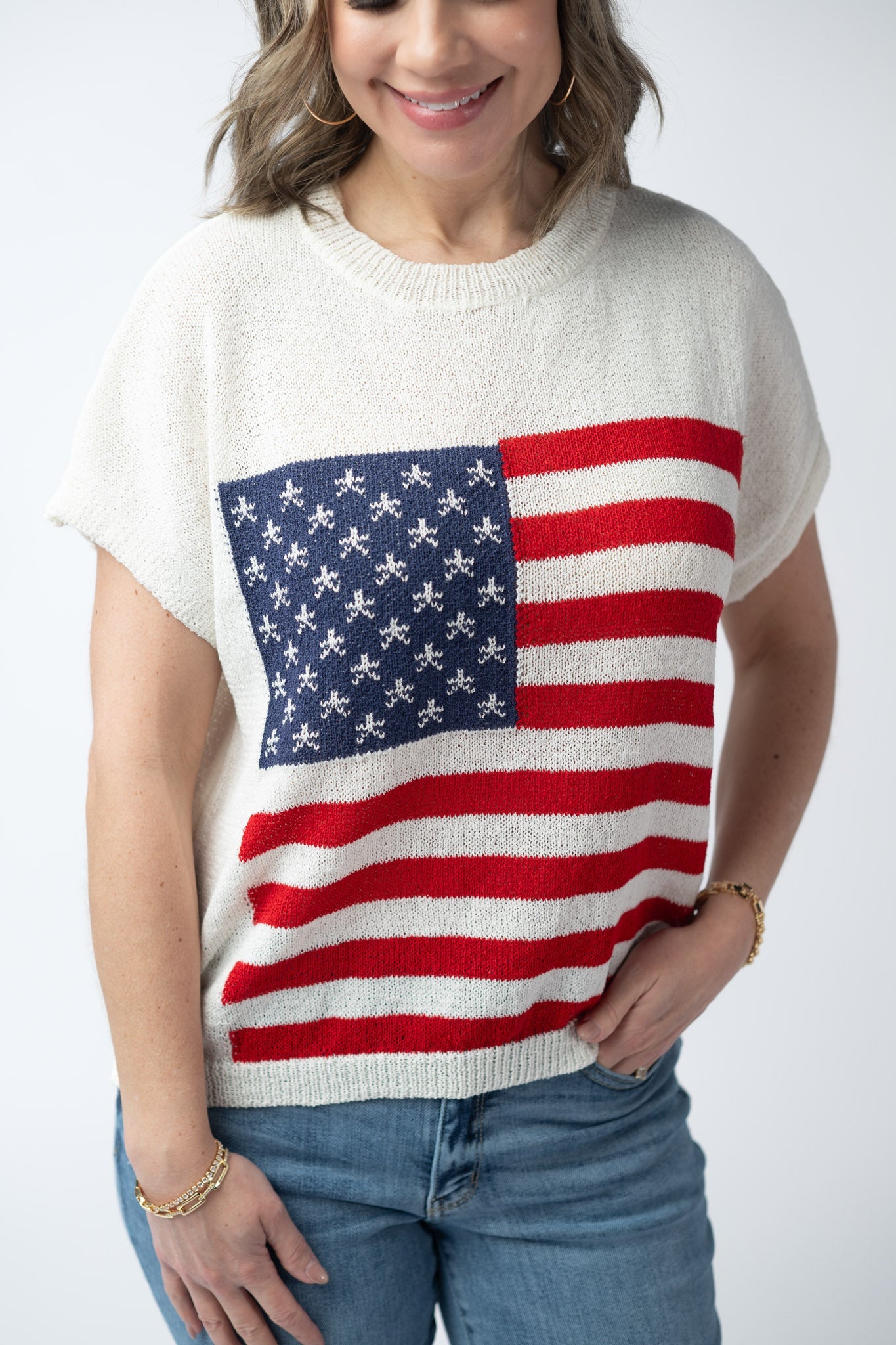 IN STOCK American Flag Open Knit Top