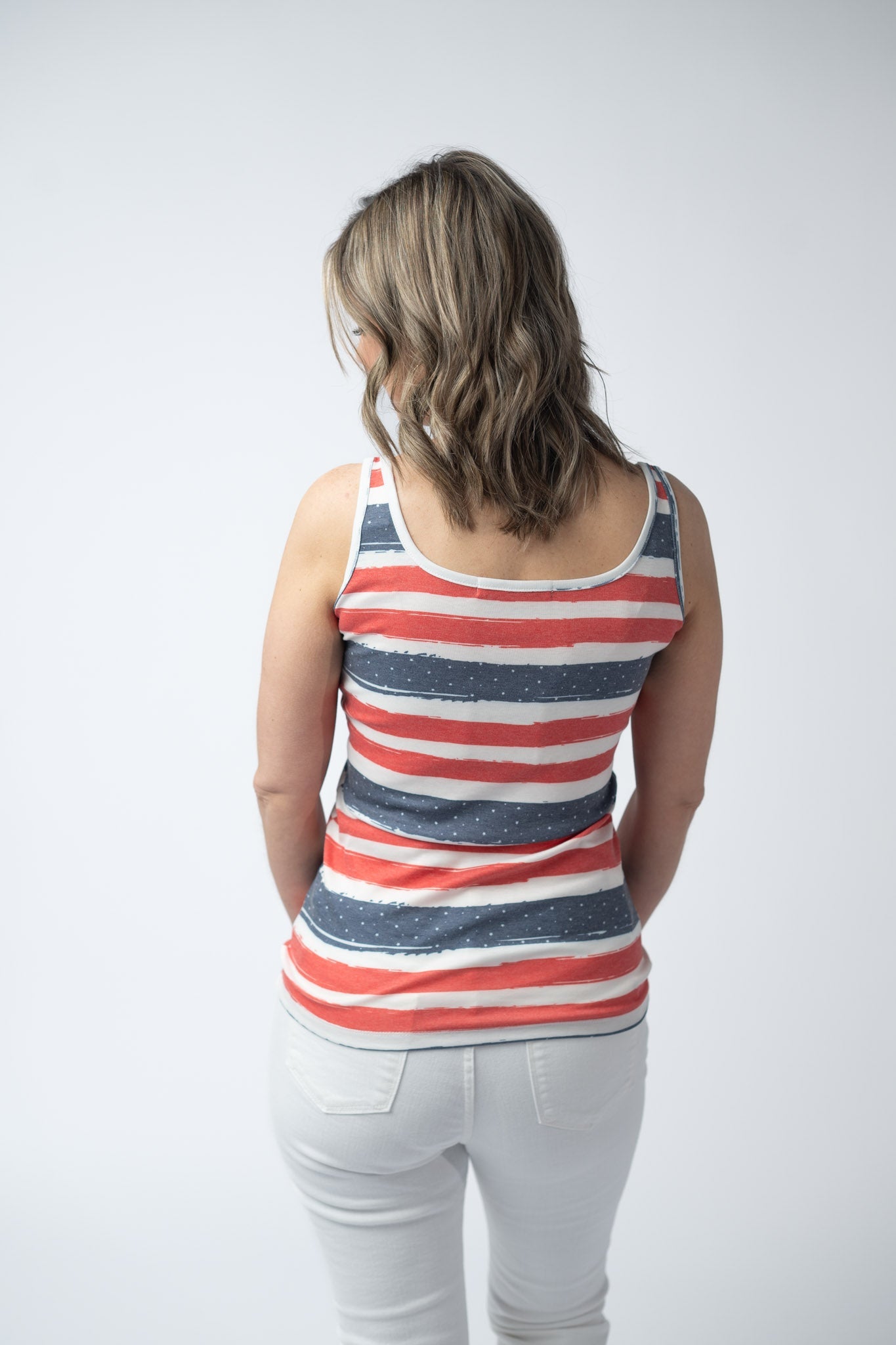 IN STOCK Kennedy Tank - Striped Red, White, and Micro Blue Stars