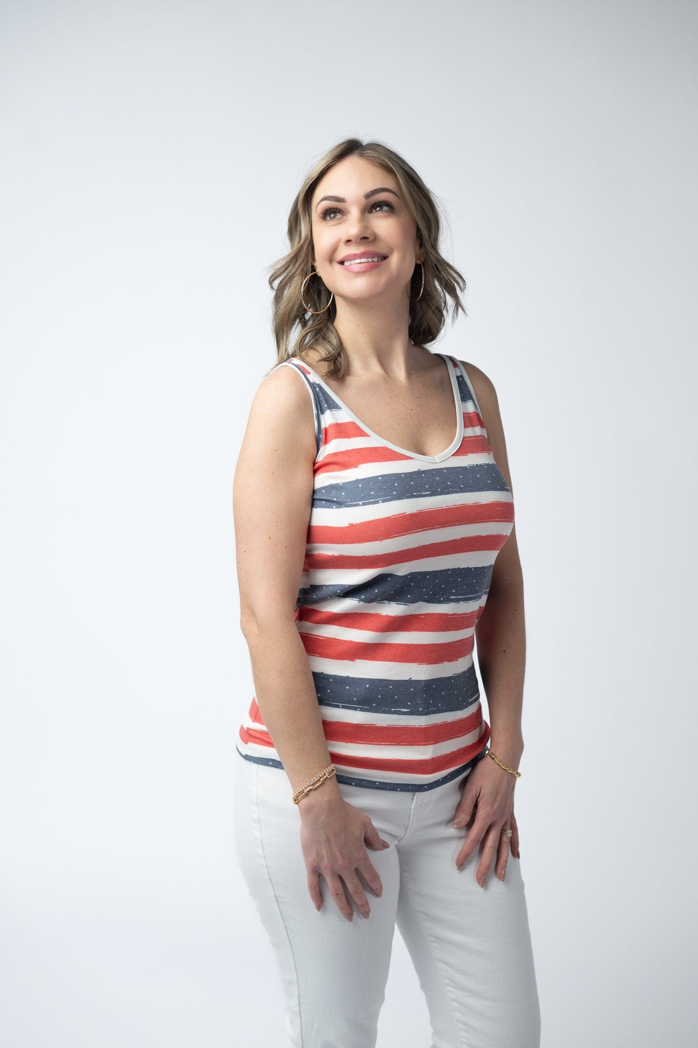 IN STOCK Kennedy Tank - Striped Red, White, and Micro Blue Stars