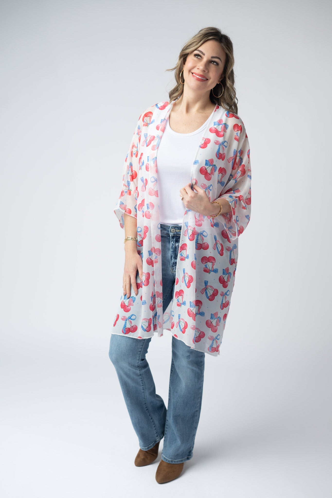 IN STOCK Patriotic Cherries Kimono