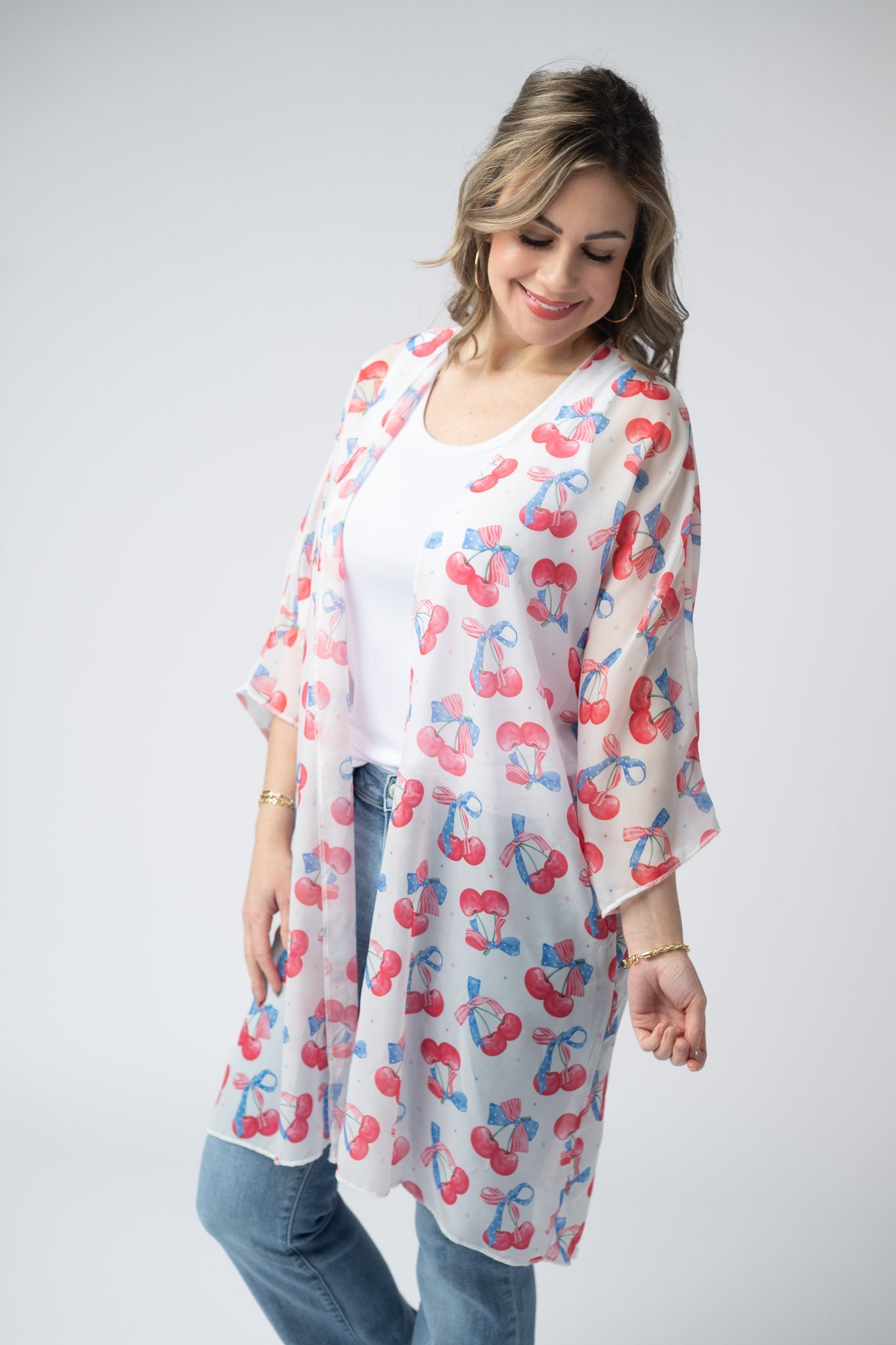 IN STOCK Patriotic Cherries Kimono