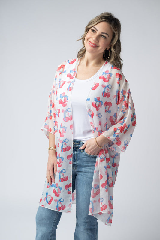 IN STOCK Patriotic Cherries Kimono