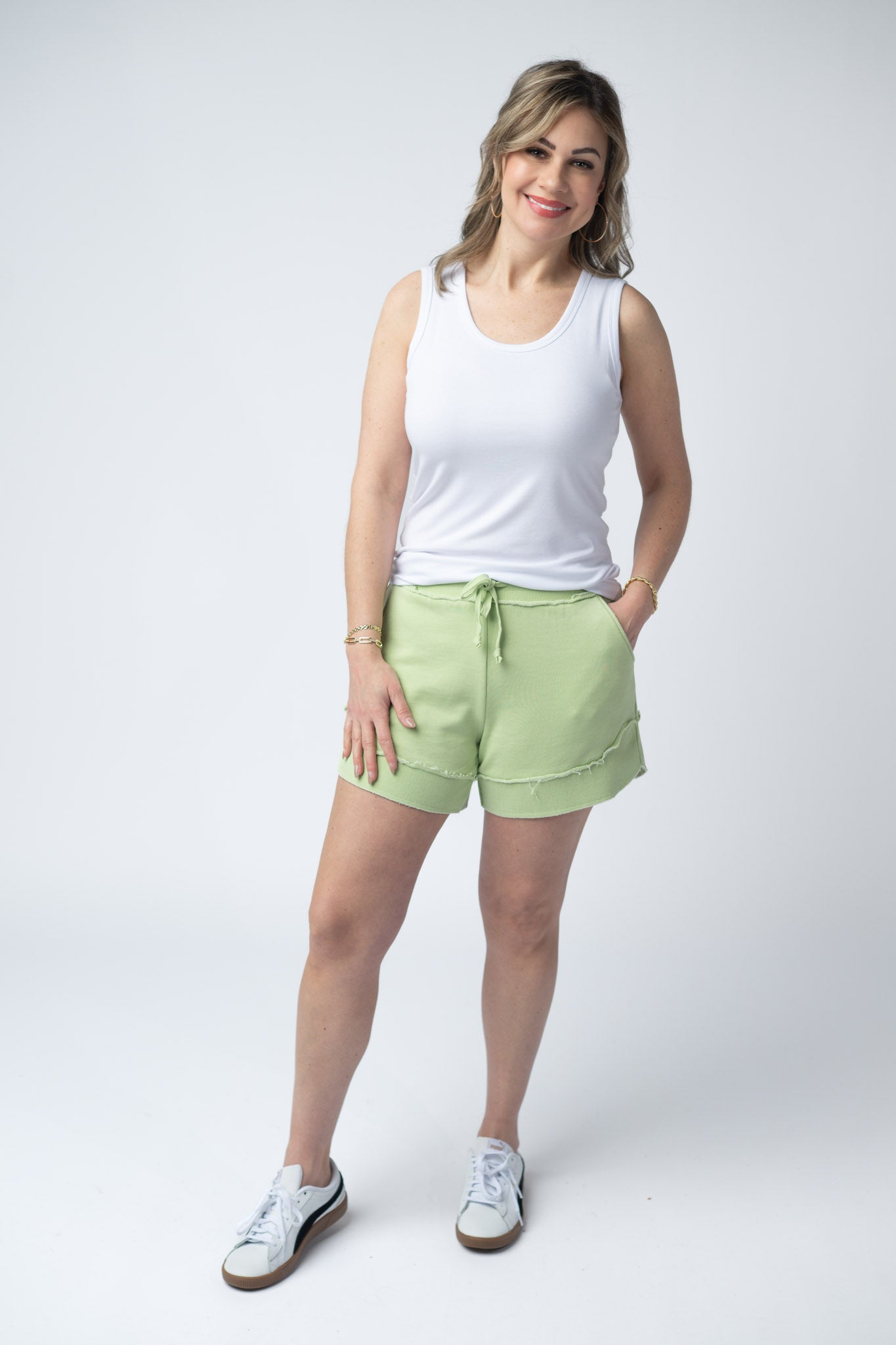 IN STOCK French Terry Stevie Shorts - Spring Leaf