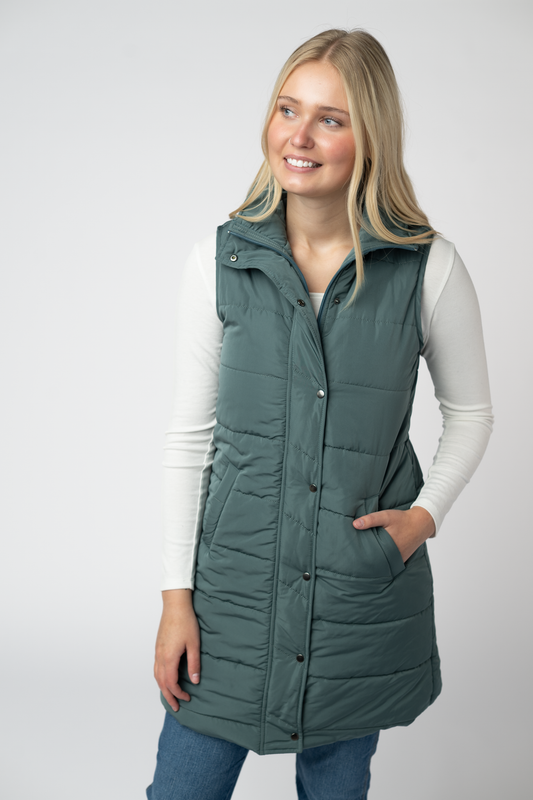 IN STOCK Harlow Long Vest - Teal