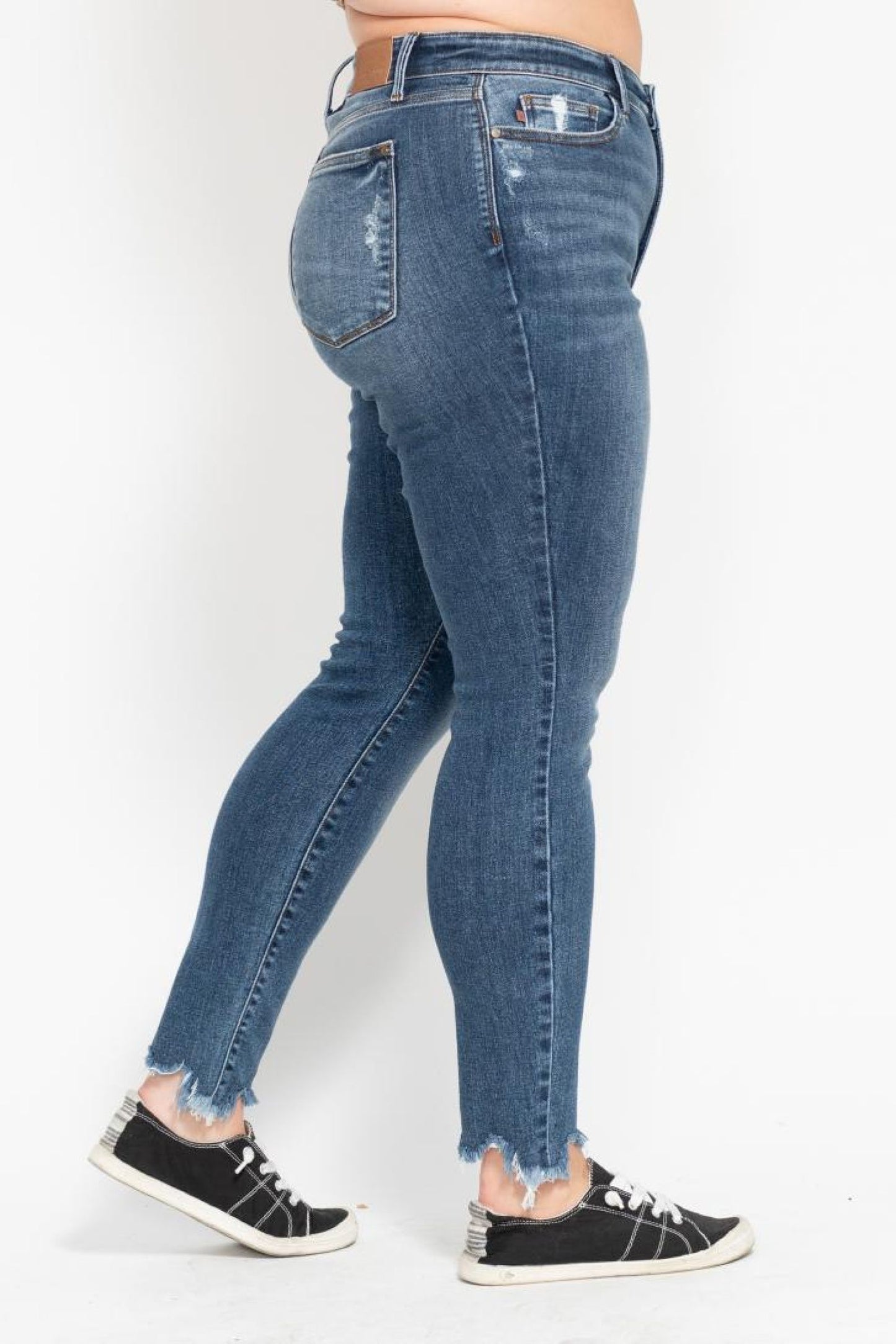 Judy Blue Shark Bite Hem High Waist Skinny Jeans