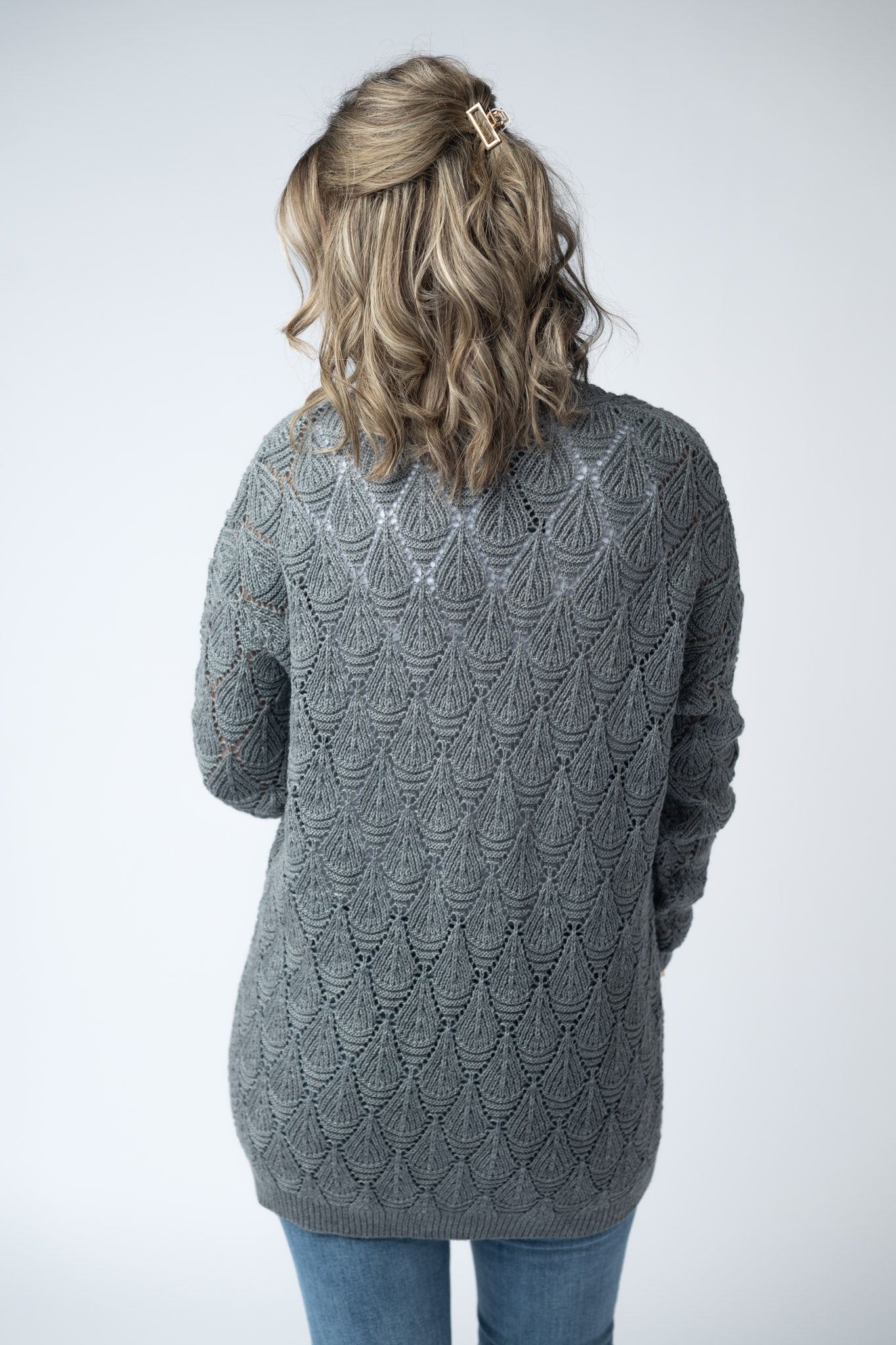 IN STOCK Open Knit Cardigan - Grey