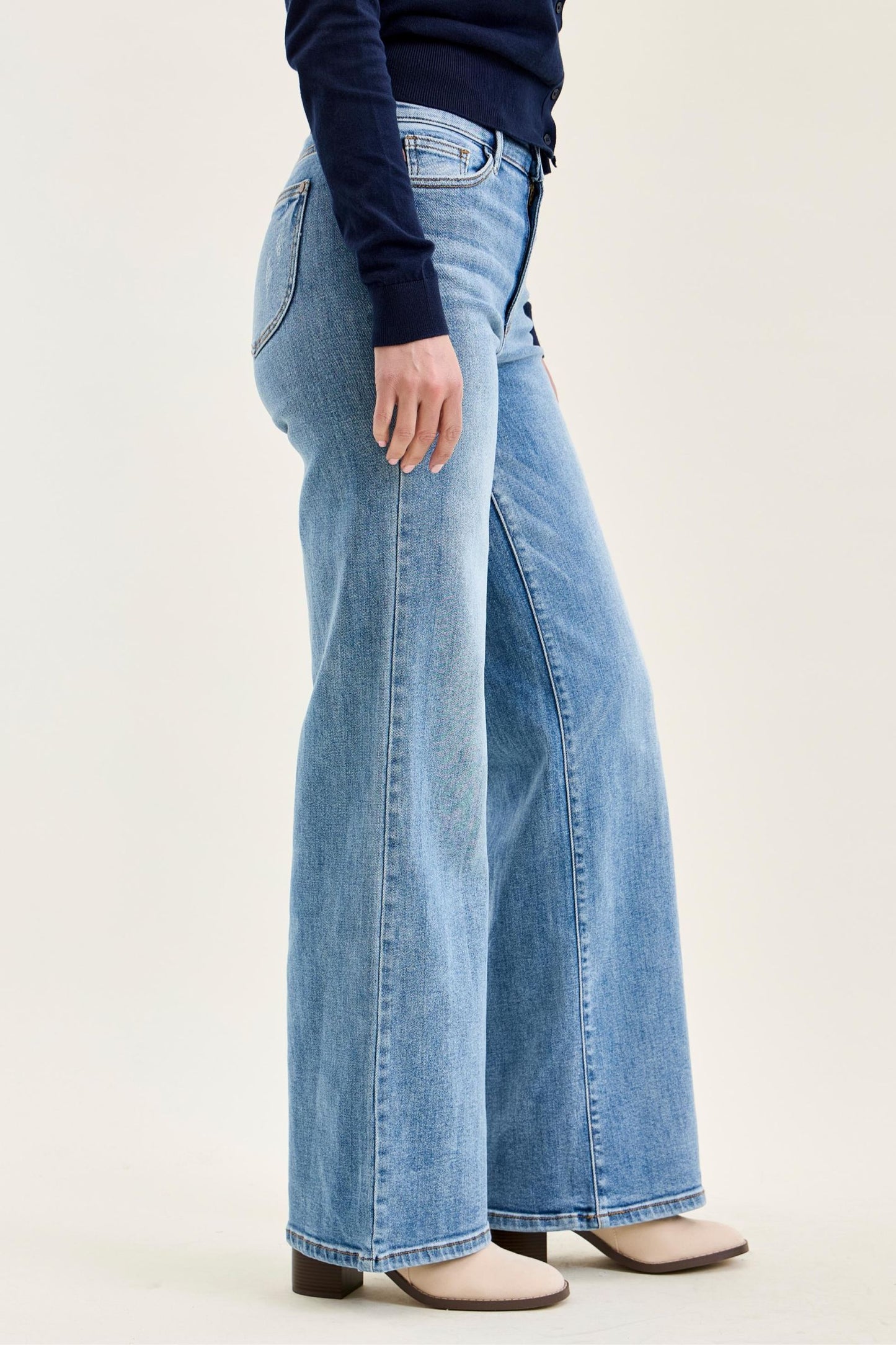 Judy Blue High Waist Vintage Wash Wide Leg Jeans